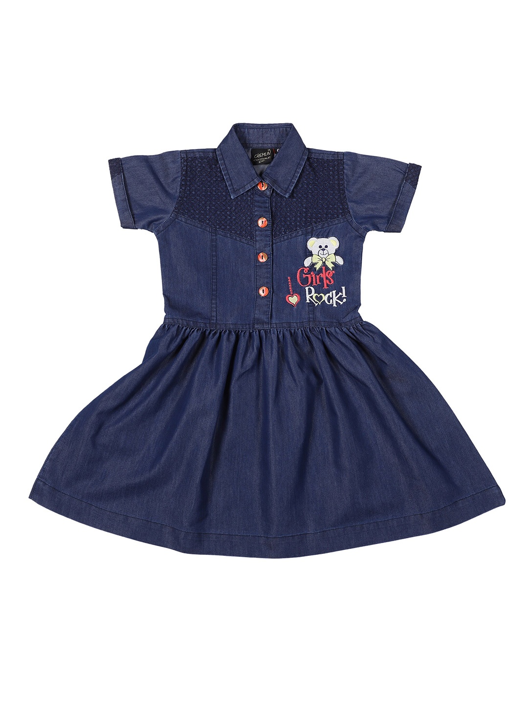 

CREMLIN CLOTHING Blue Floral Denim Dress