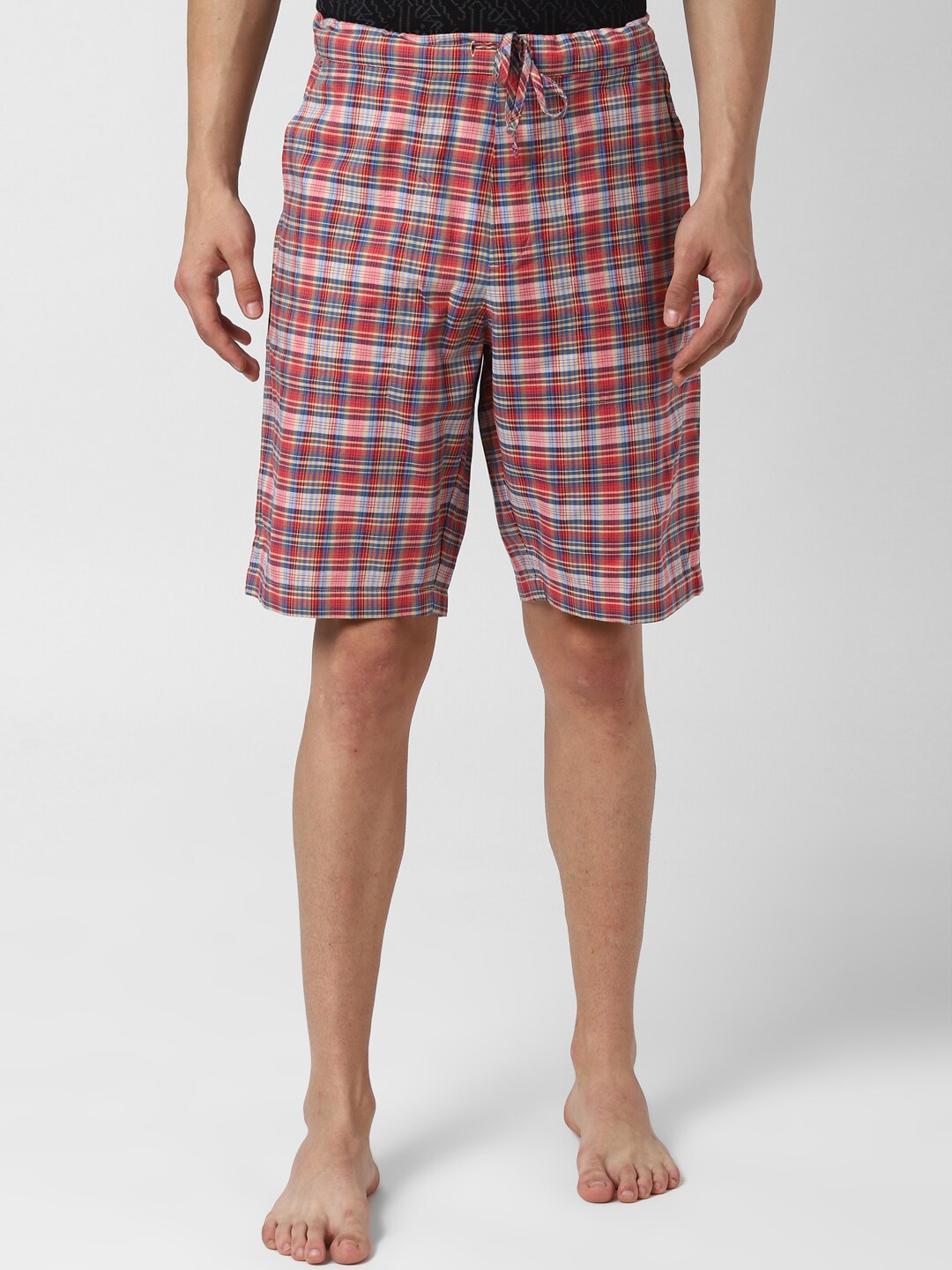 

Peter England Men Multicoloured Checked Lounge Shorts, Multi