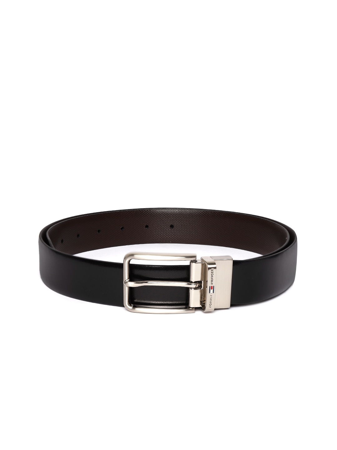 

Tommy Hilfiger Men Black & Borwn Textured Reversible Leather Belt