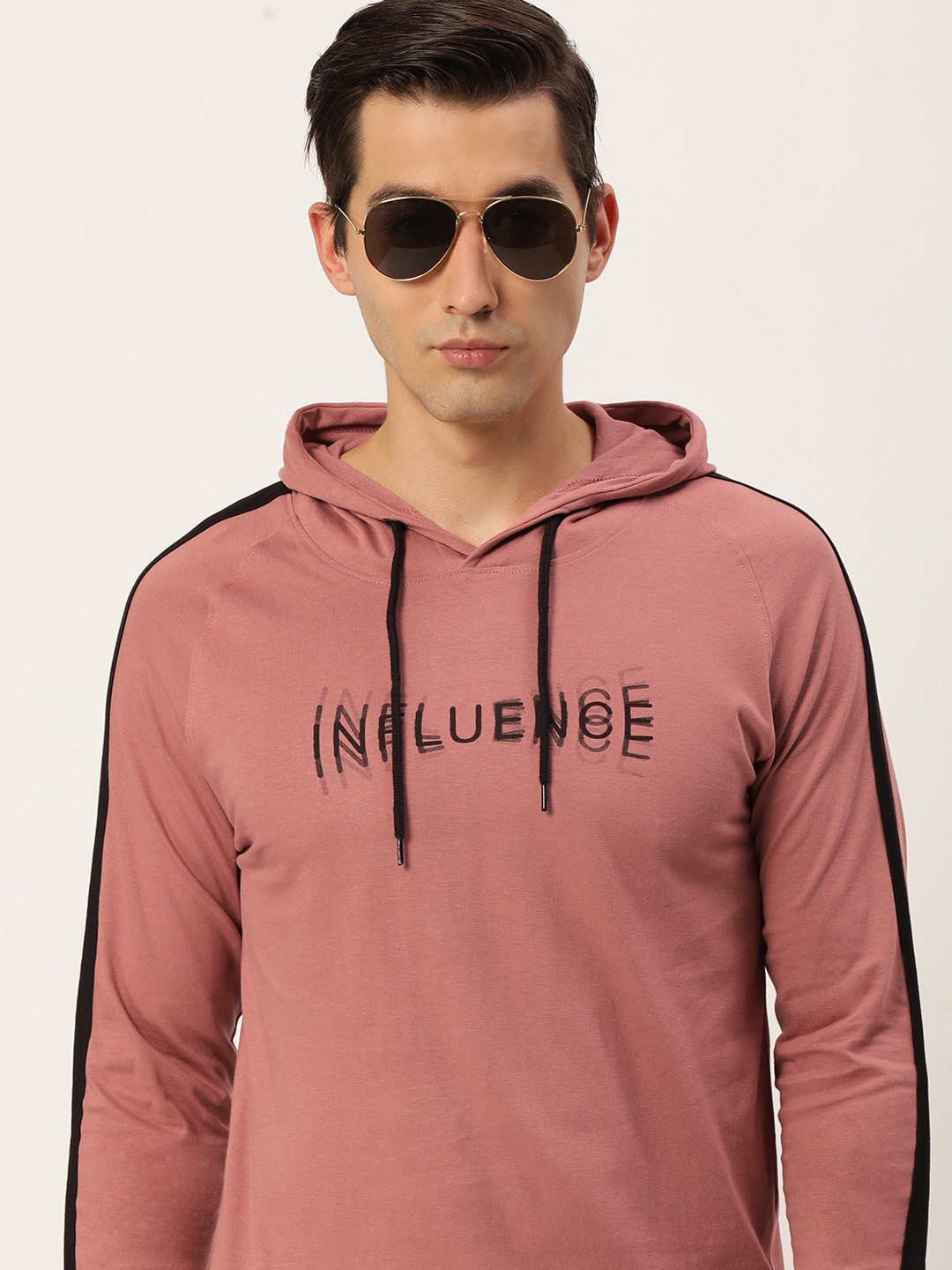 

Maniac Men Rose & Black Typography Printed Pure Cotton Hooded T-shirt