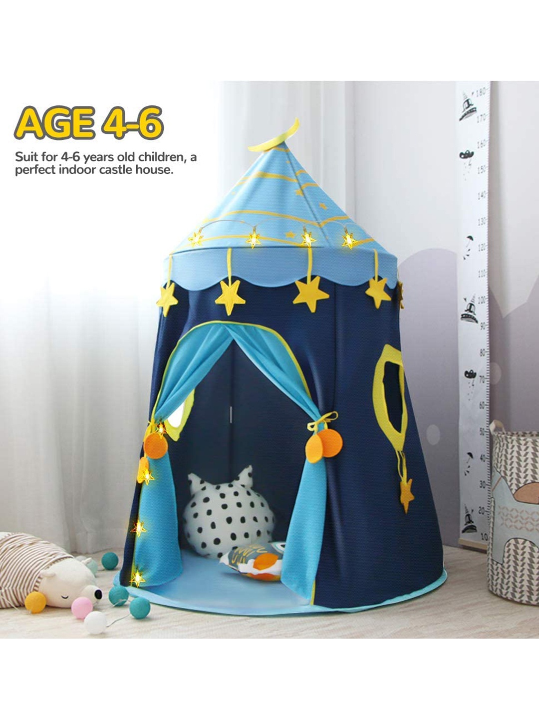 

Baby Moo Kids Blue Playtime Foldable Tent House Princess Castle