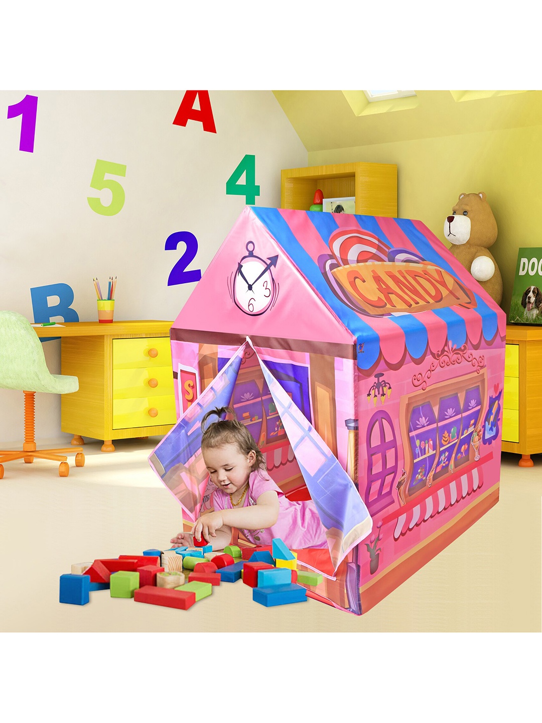 

Baby Moo Unisex Kids Pink & Blue Printed Tent House