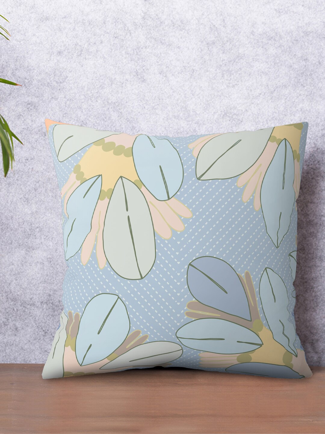 

PETAL HOME Blue & Mustard Floral Square Cushion Covers