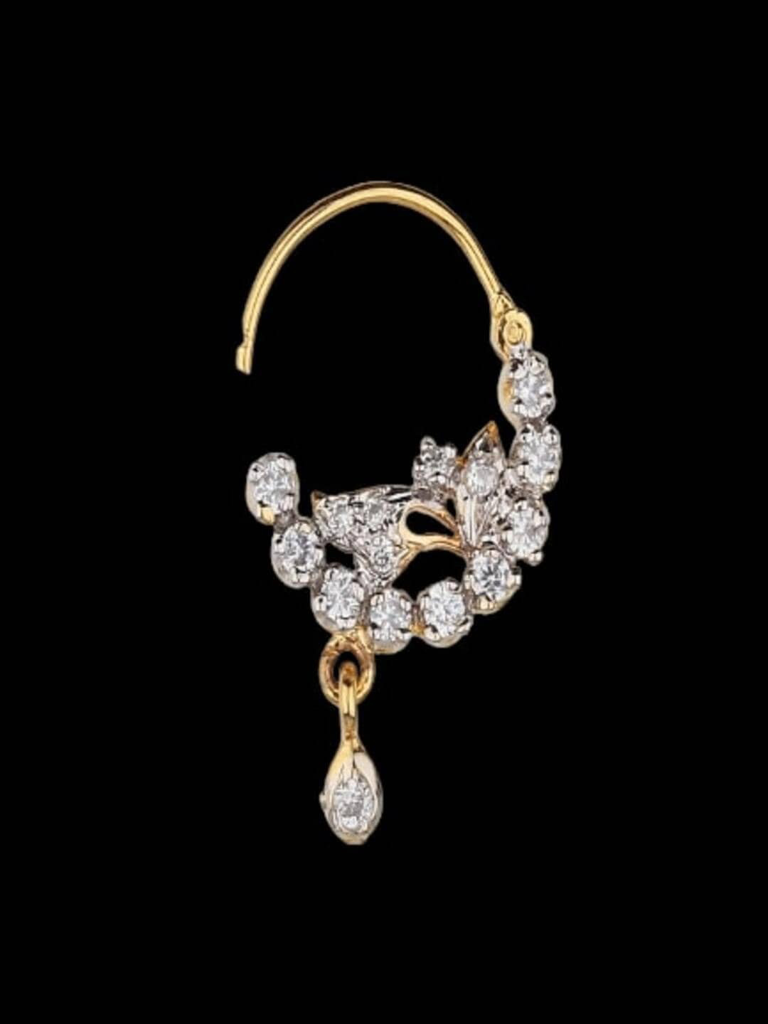 

Runjhun Gold-Plated White AD-Studded Nosepin