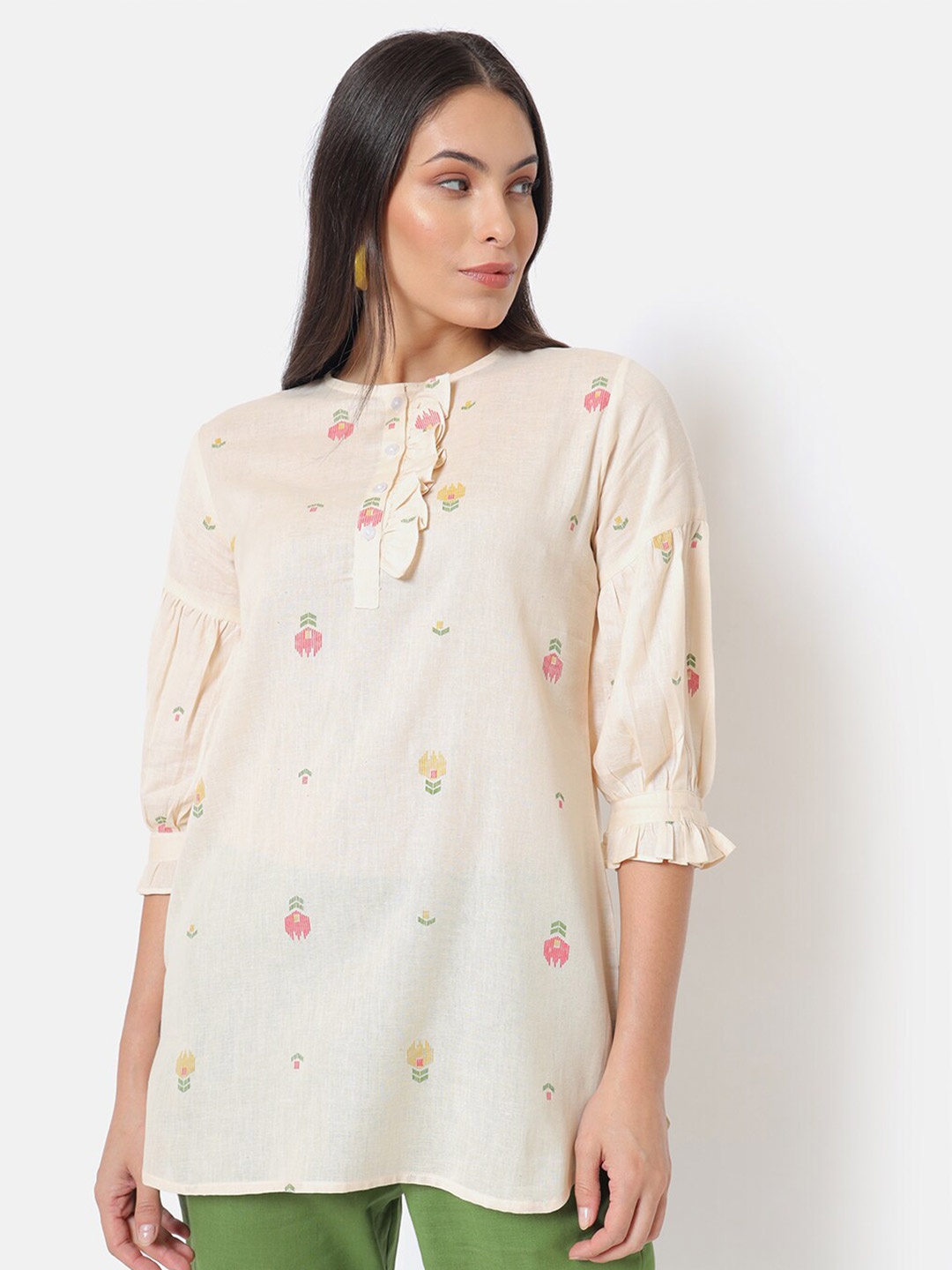 

Saaki Women Off White Printed Tunic