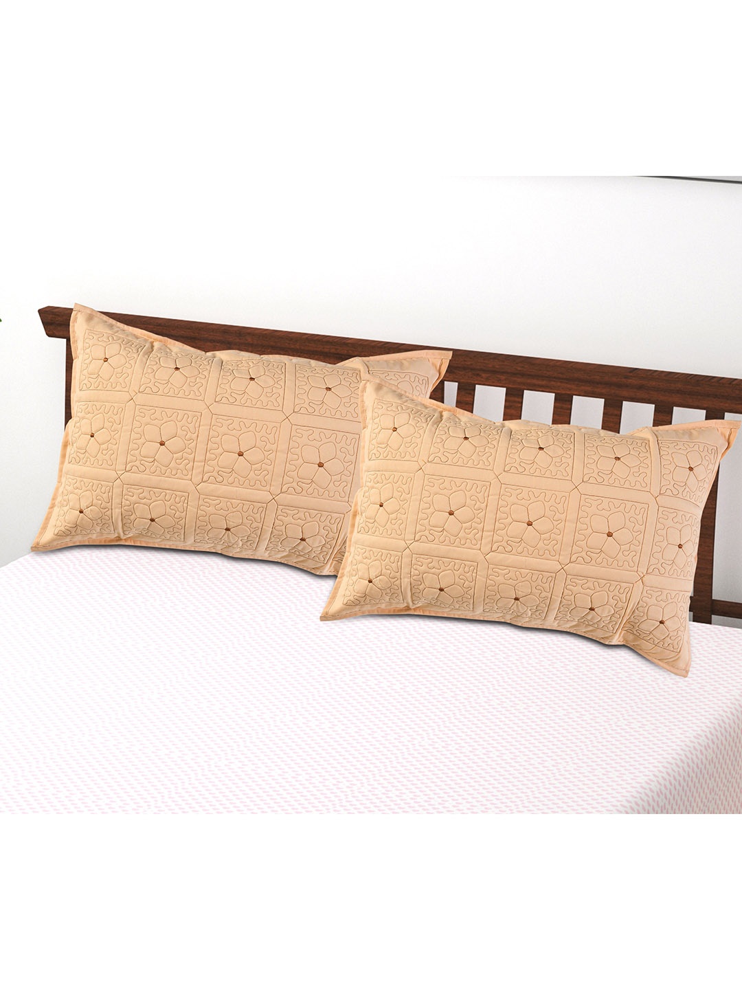 

Hammer Home Set Of 2 Embroidered Cotton Pillow Covers, Beige