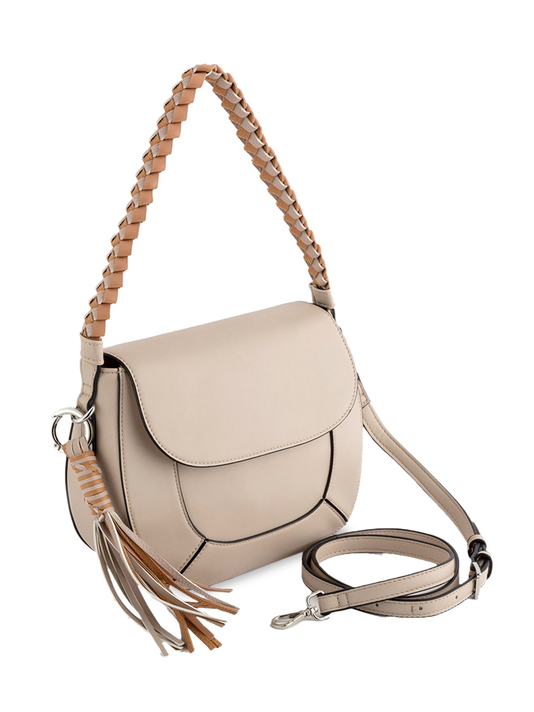 

CARPISA Beige Structured Handheld Bag with Tasselled