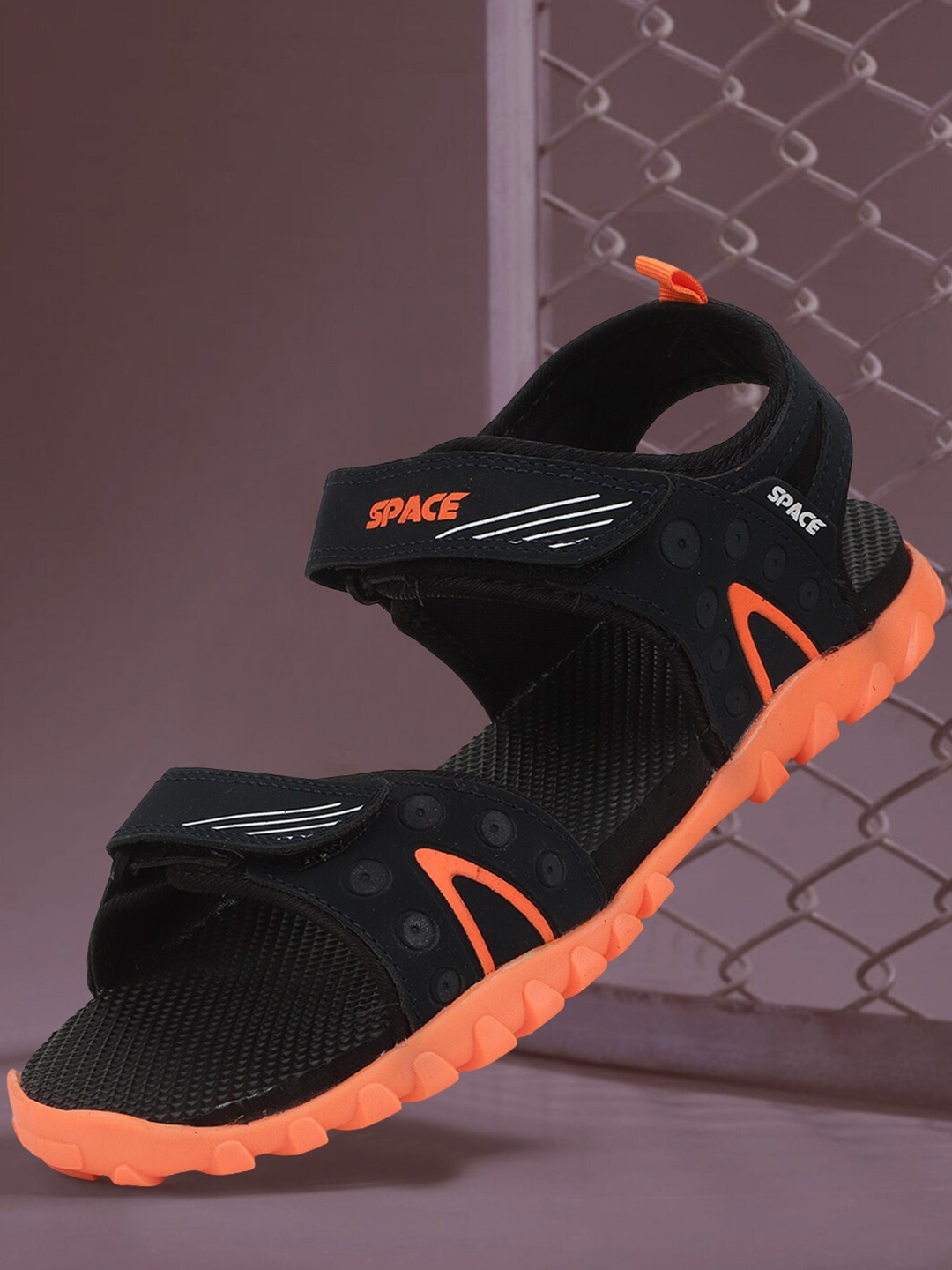 

Space Men Navy Blue & Orange Lightweight Sports Sandals