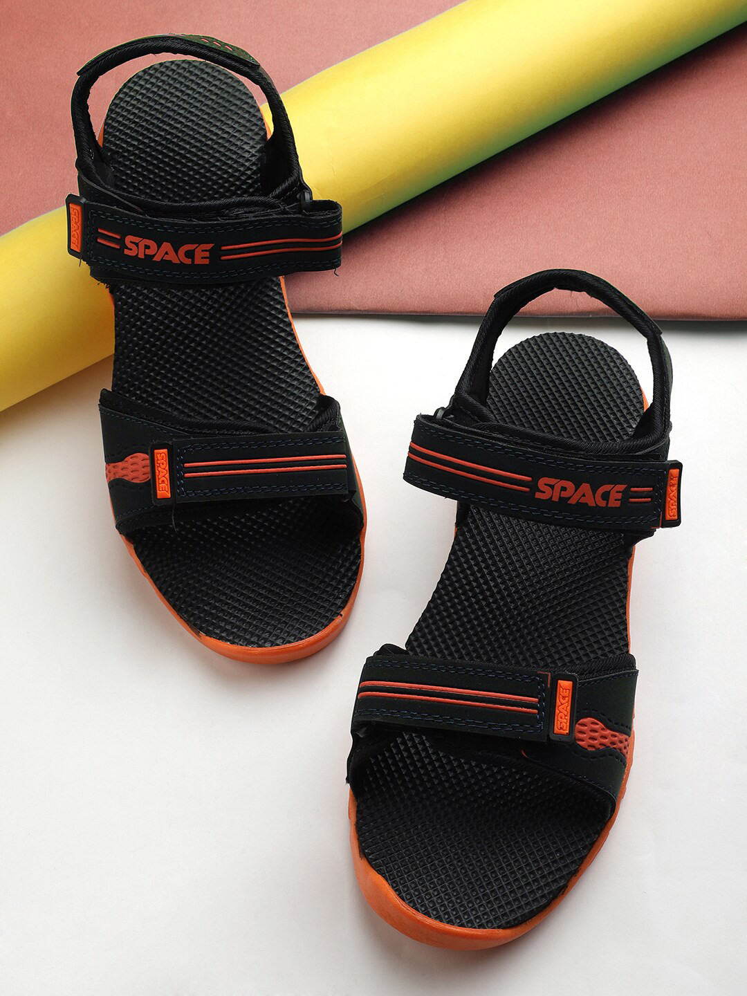 

Space Men Navy Blue & Orange Sports Sandals