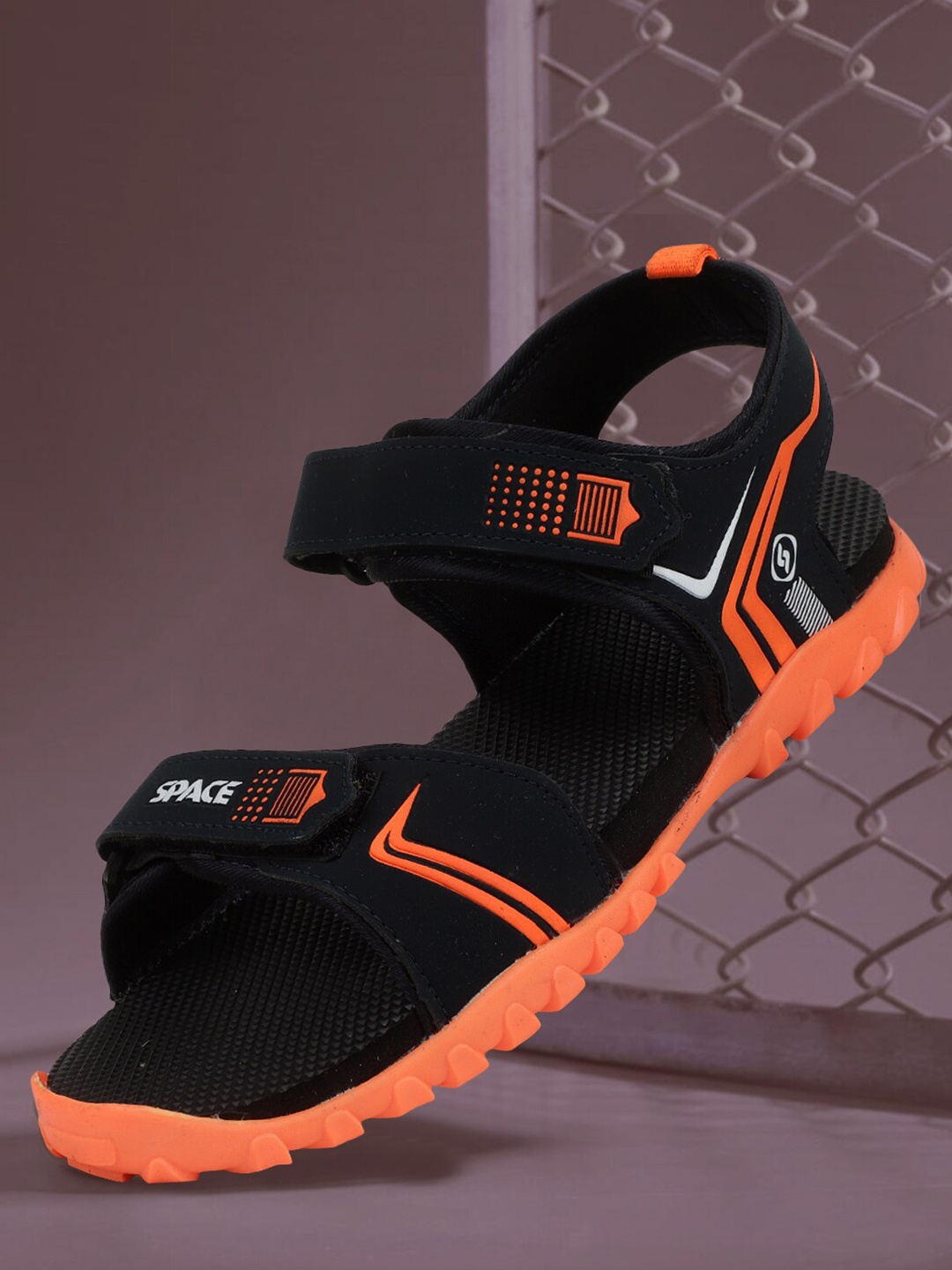 

Space Men Navy Blue & Orange Sports Sandals