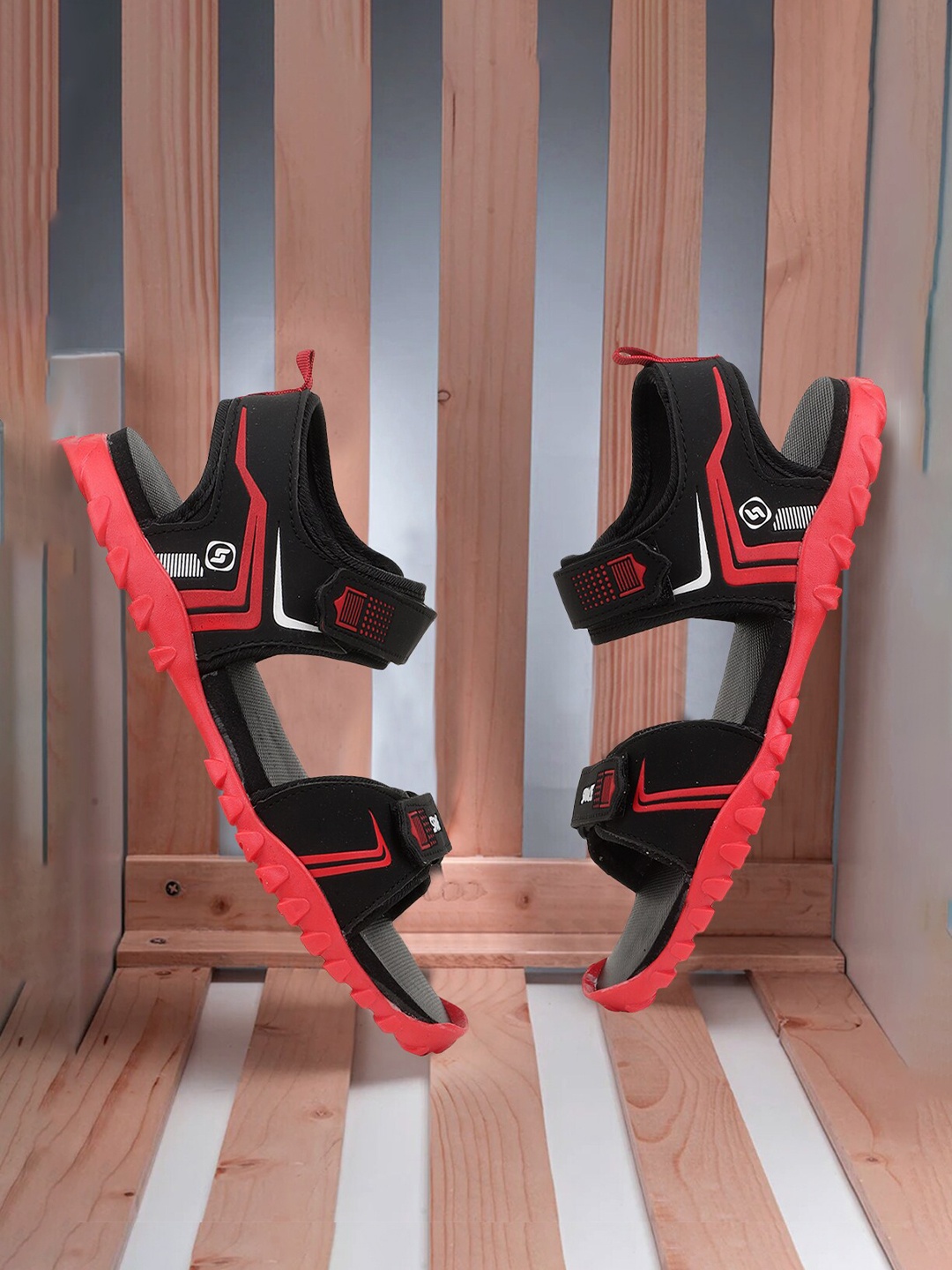 

Space Men Black & Red Sports Sandals