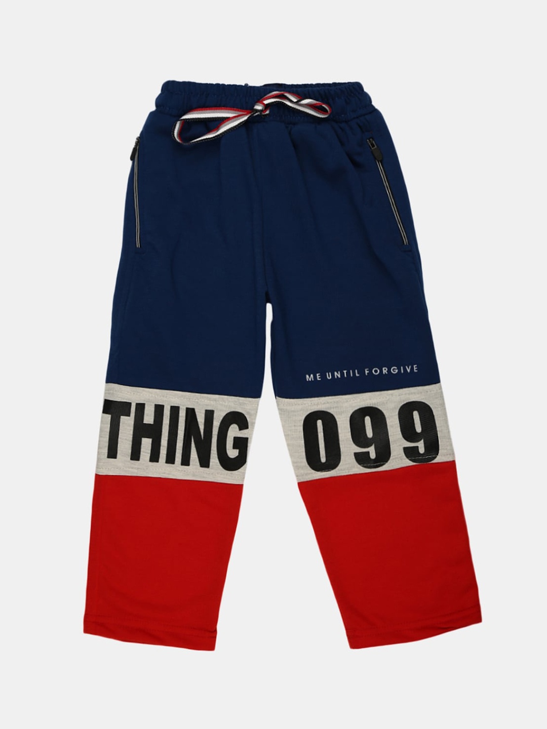 

V-Mart Boys Navy Blue & Red Colourblocked Loop Knit Lounge Pants