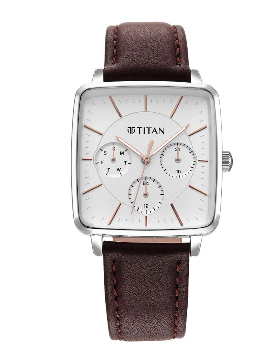 

Titan Women Silver-Toned Dial & Brown Leather Textured Straps Analogue Watch 95176SL01