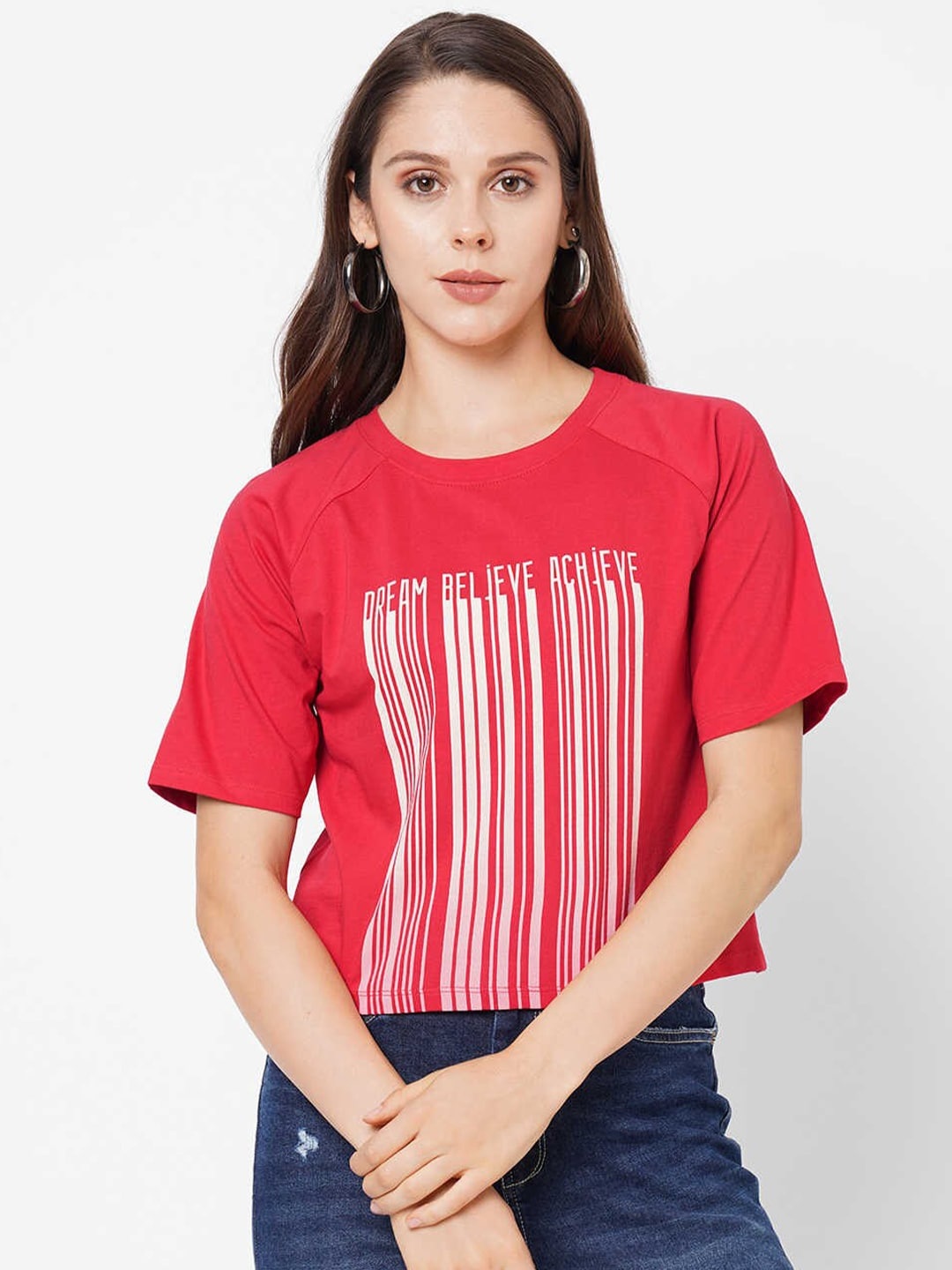 

Pepe Jeans Women Red Printed T-shirt