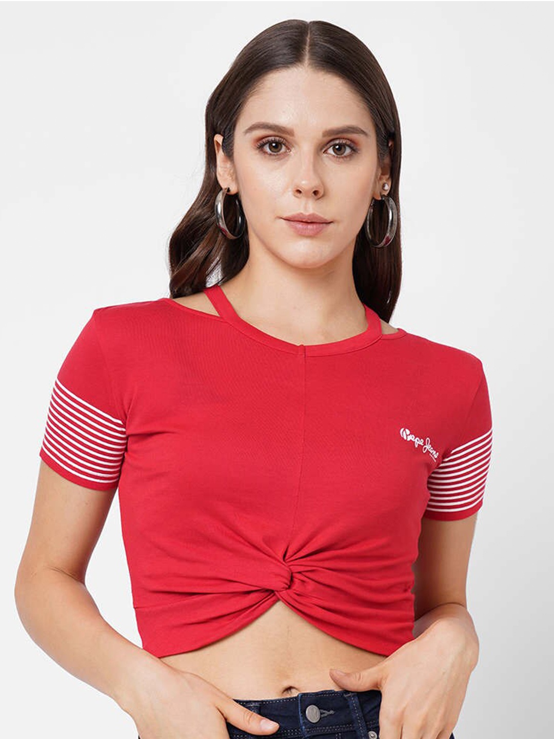 

Pepe Jeans Women Red Crop T-shirt