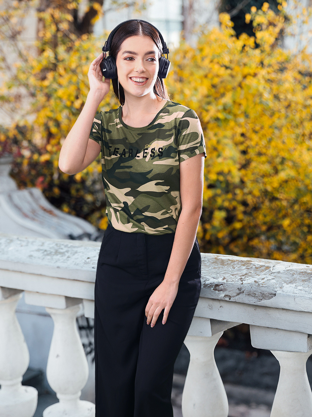 

Pepe Jeans Women Green Camouflage Printed T-shirt