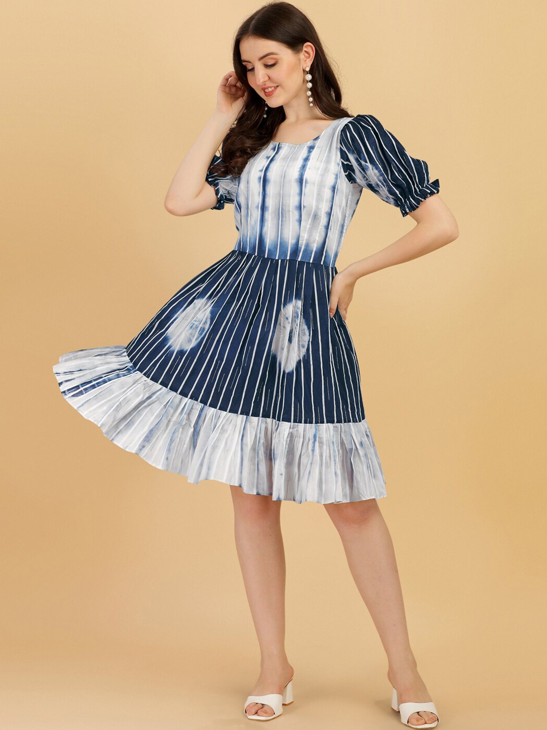 

Vidraa Western Store Women Navy Blue & White Striped Dress