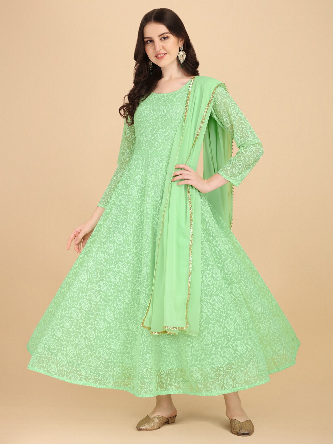 

Vidraa Western Store Women Green A-Line Maxi Dress