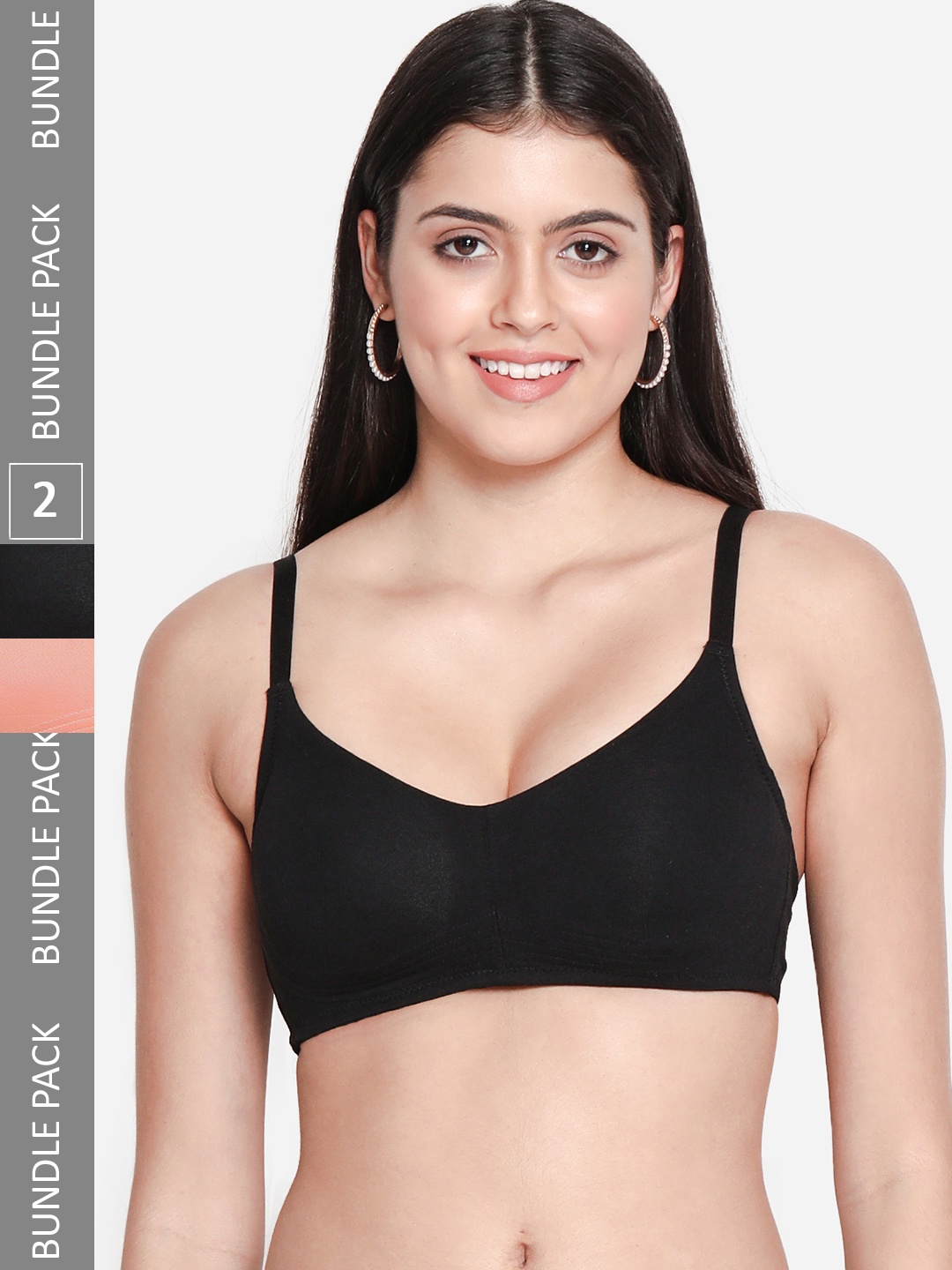 

Susie Pack Of 2 Black & Nude-Coloured Cotton Bra