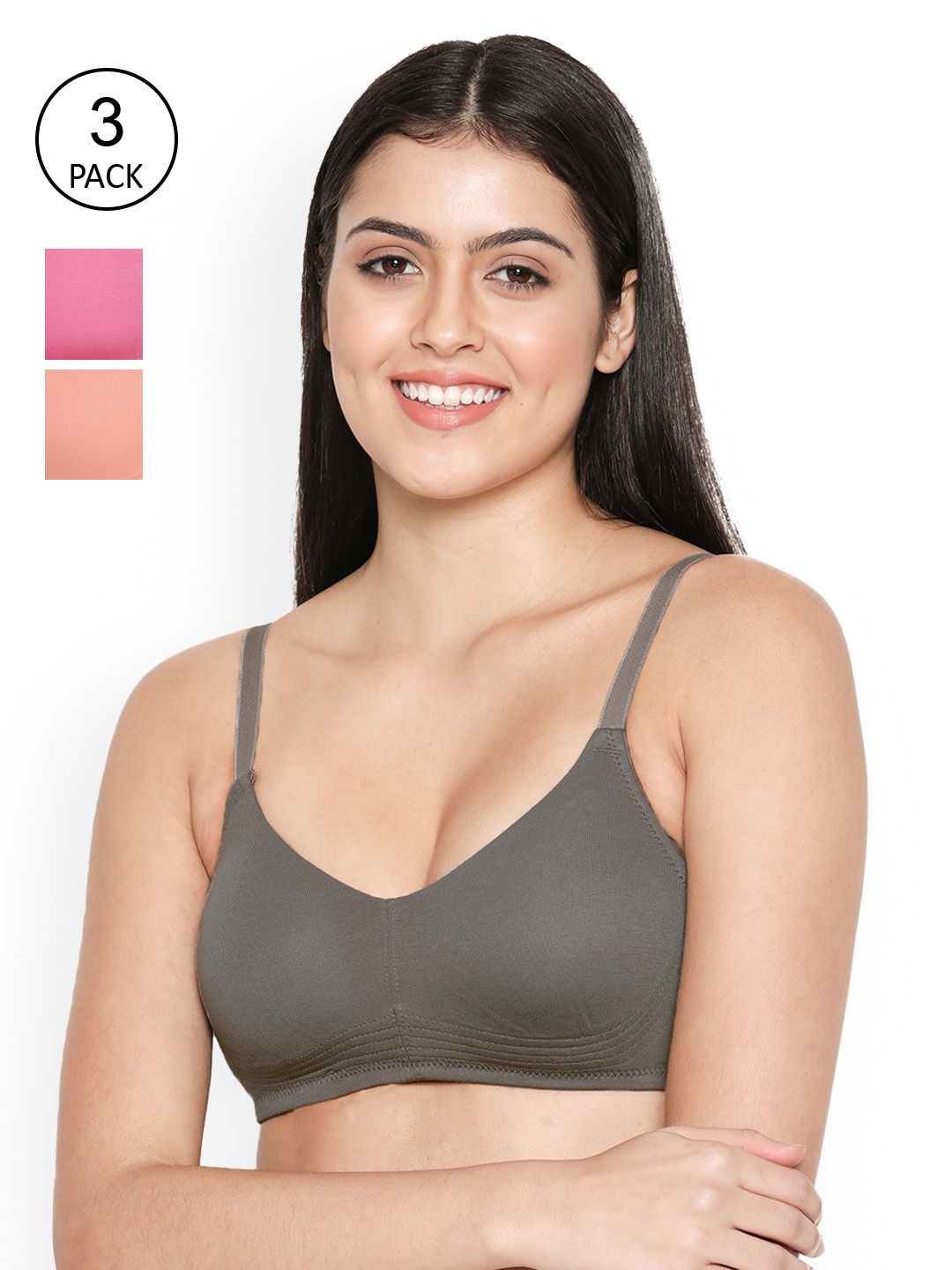 

Susie Set Of 3 Peach-Coloured & Pink Bra