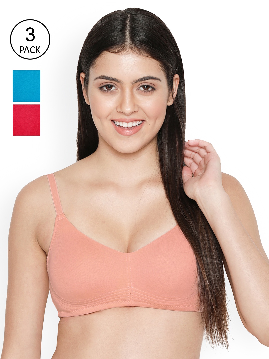 

Susie Pack of 3 Solid T-Shirt Bra, Pink
