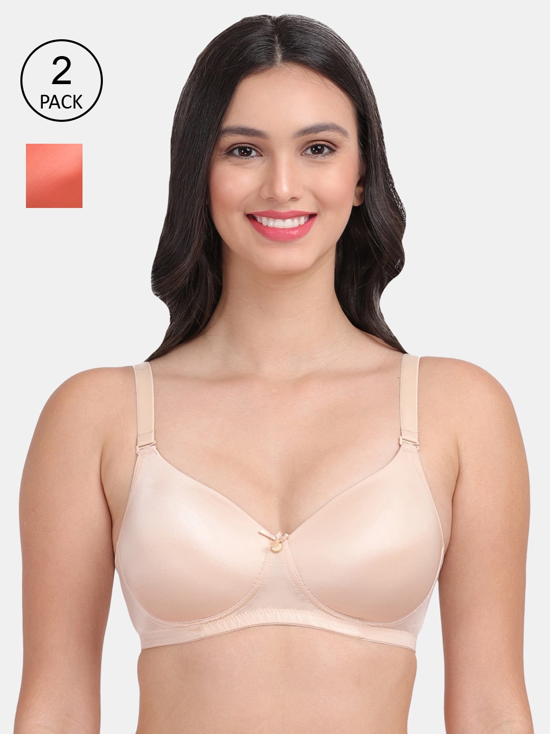 

Amour Secret Pack of 2 Nude-Coloured & Rust Bra - Lightly Padded