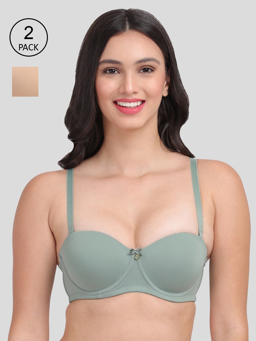 

Amour Secret Grey & Beige Bra Underwired Lightly Padded