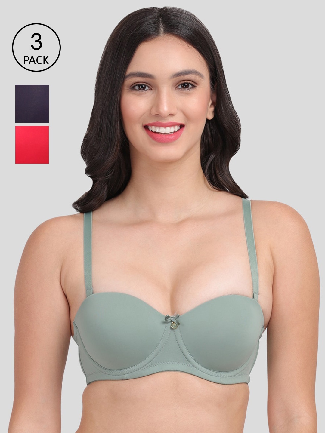 

Amour Secret Women Navy Blue, Grey , Red Lightly padded Bra