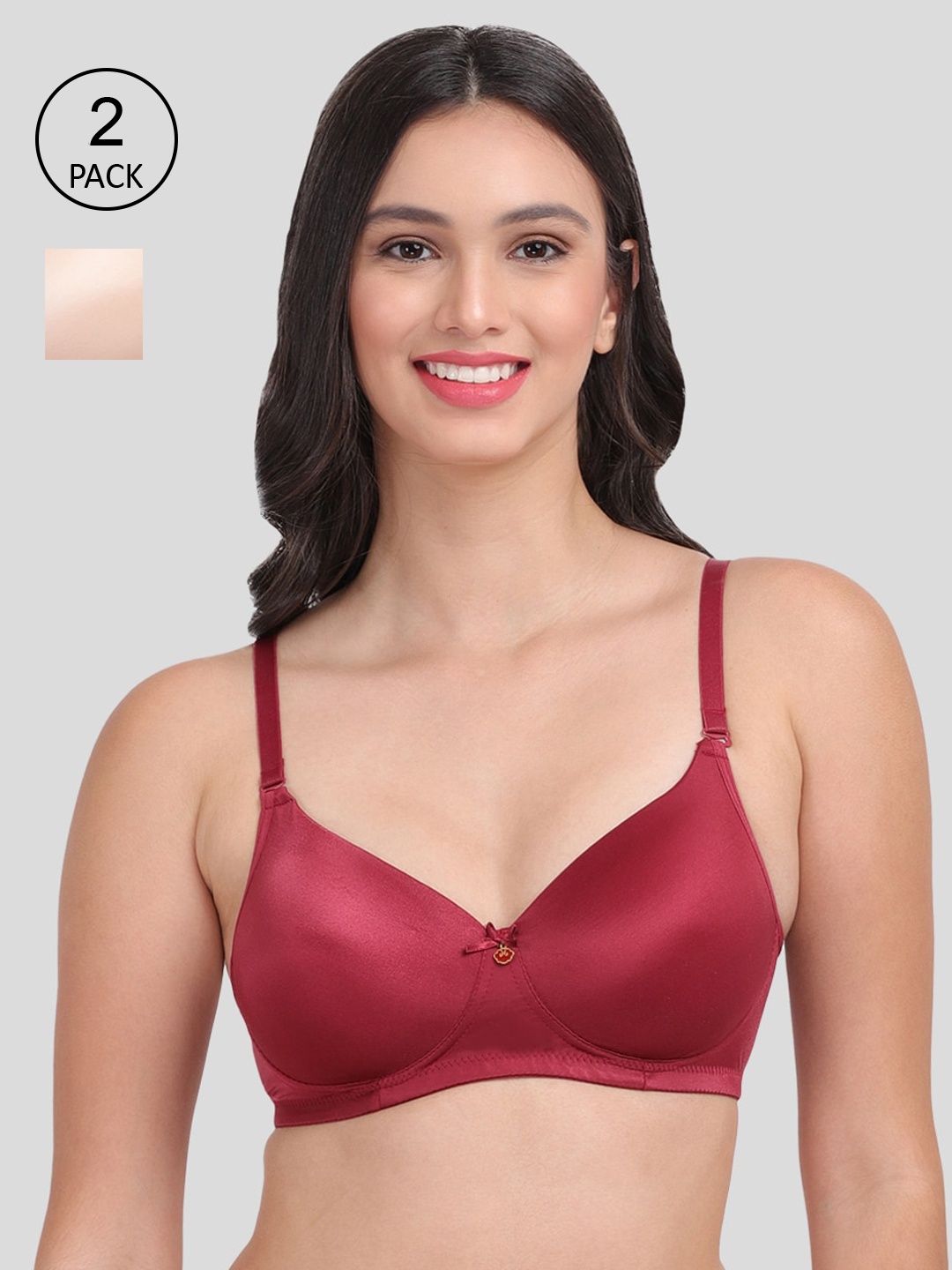 

Amour Secret Maroon & Cream-Coloured Bra Lightly Padded