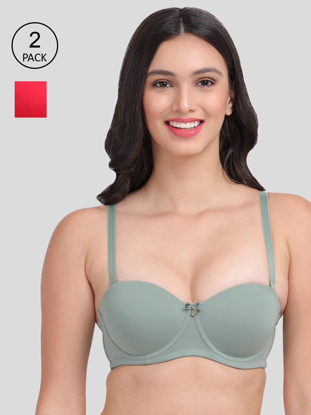 

Amour Secret Women Green & Red Lightly Padded Bra