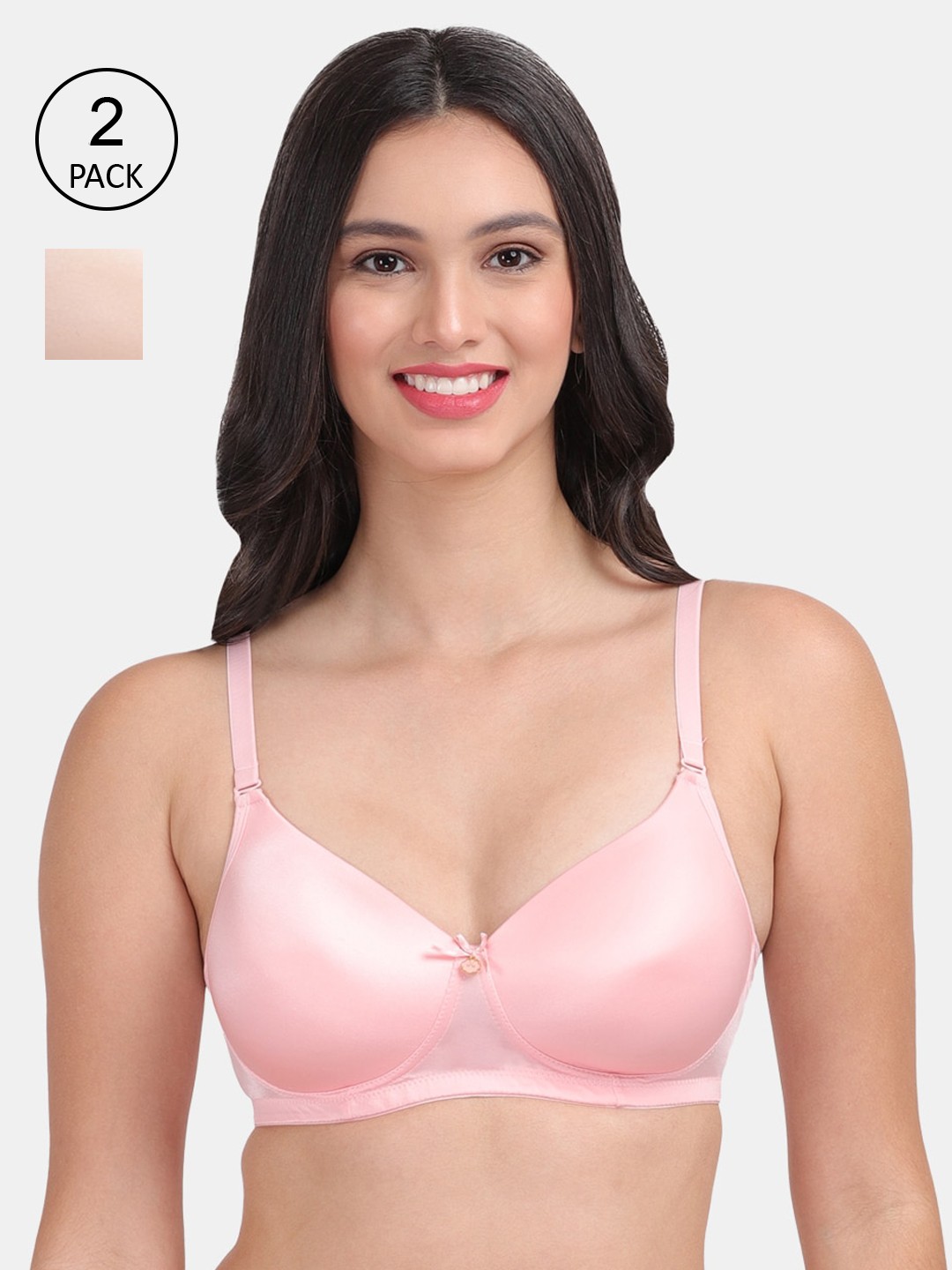 

Amour Secret Pack Of 2 Lightly Padded T-Shirt Bra PD731_Pnk_Skn, Pink