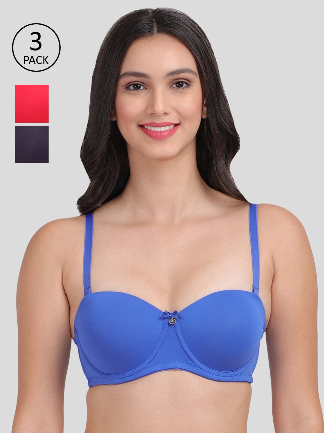 

Amour Secret Women Pack of 3 Red & Blue Bra