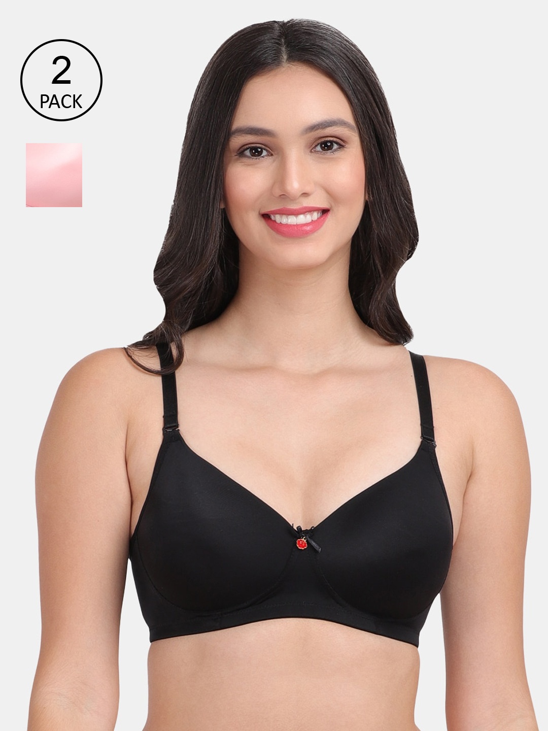 

Amour Secret Women Black & Pink Bra Lightly Padded Pack of 2