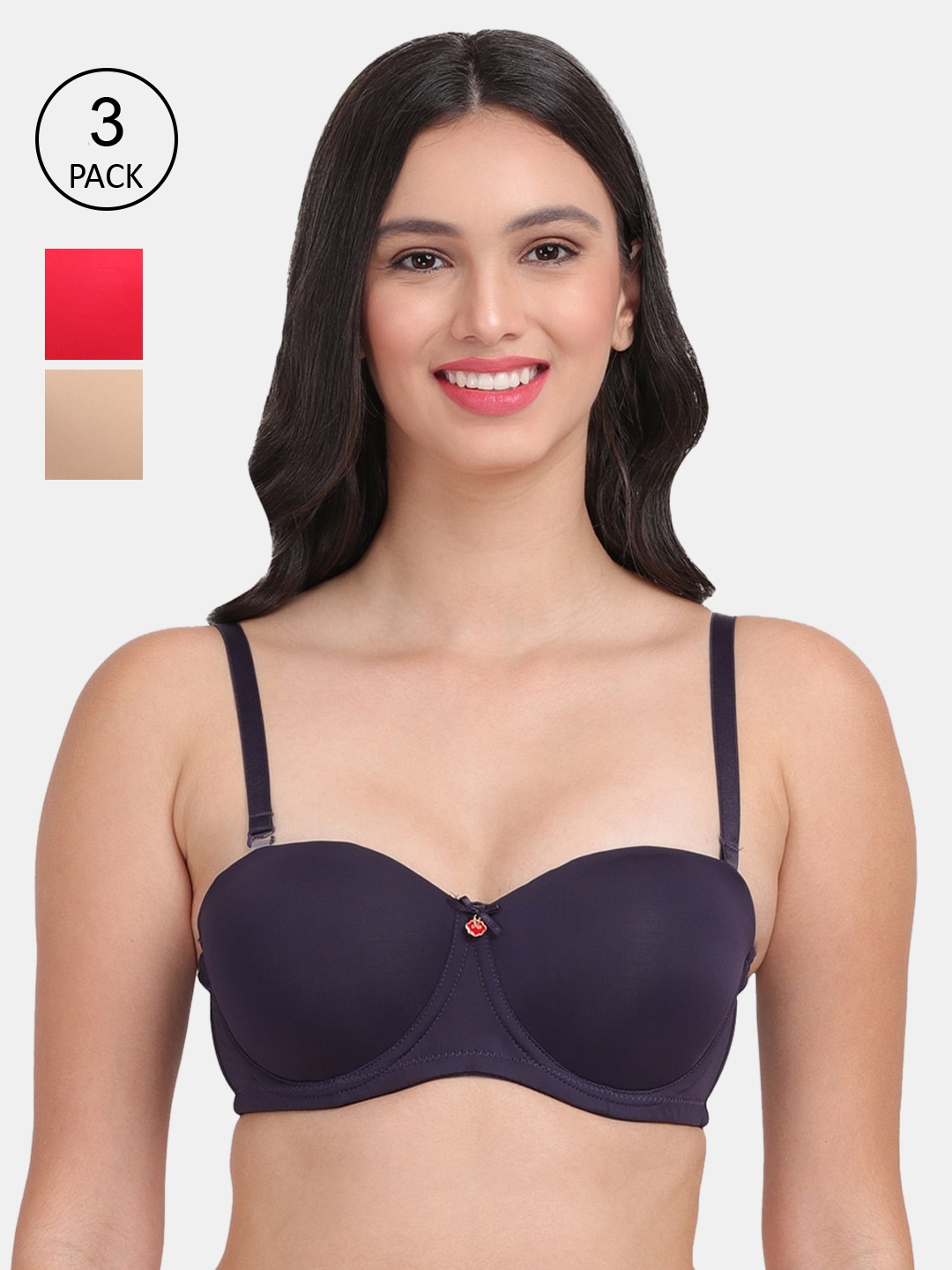 

Amour Secret Red & Blue Bra Underwired Lightly Padded