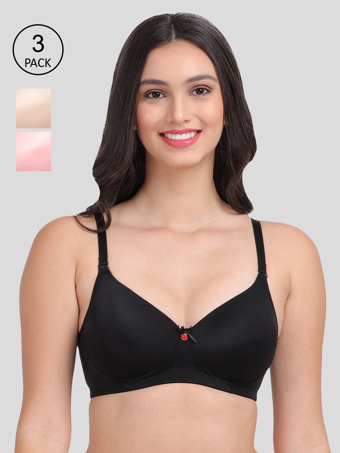 

Amour Secret Women Pack Of 3 Multicolored Lightly Padded Bra, Black