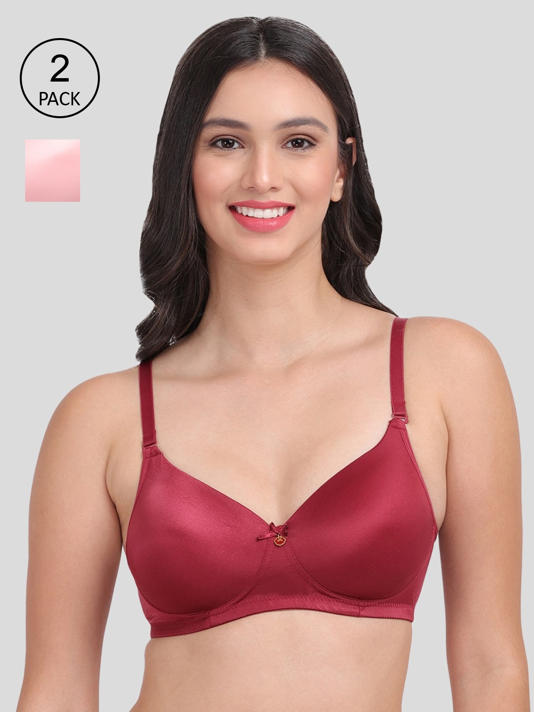 

Amour Secret Pink & Maroon Pack of 2 Lightly Padded Non Wired All Day Comfort Bra