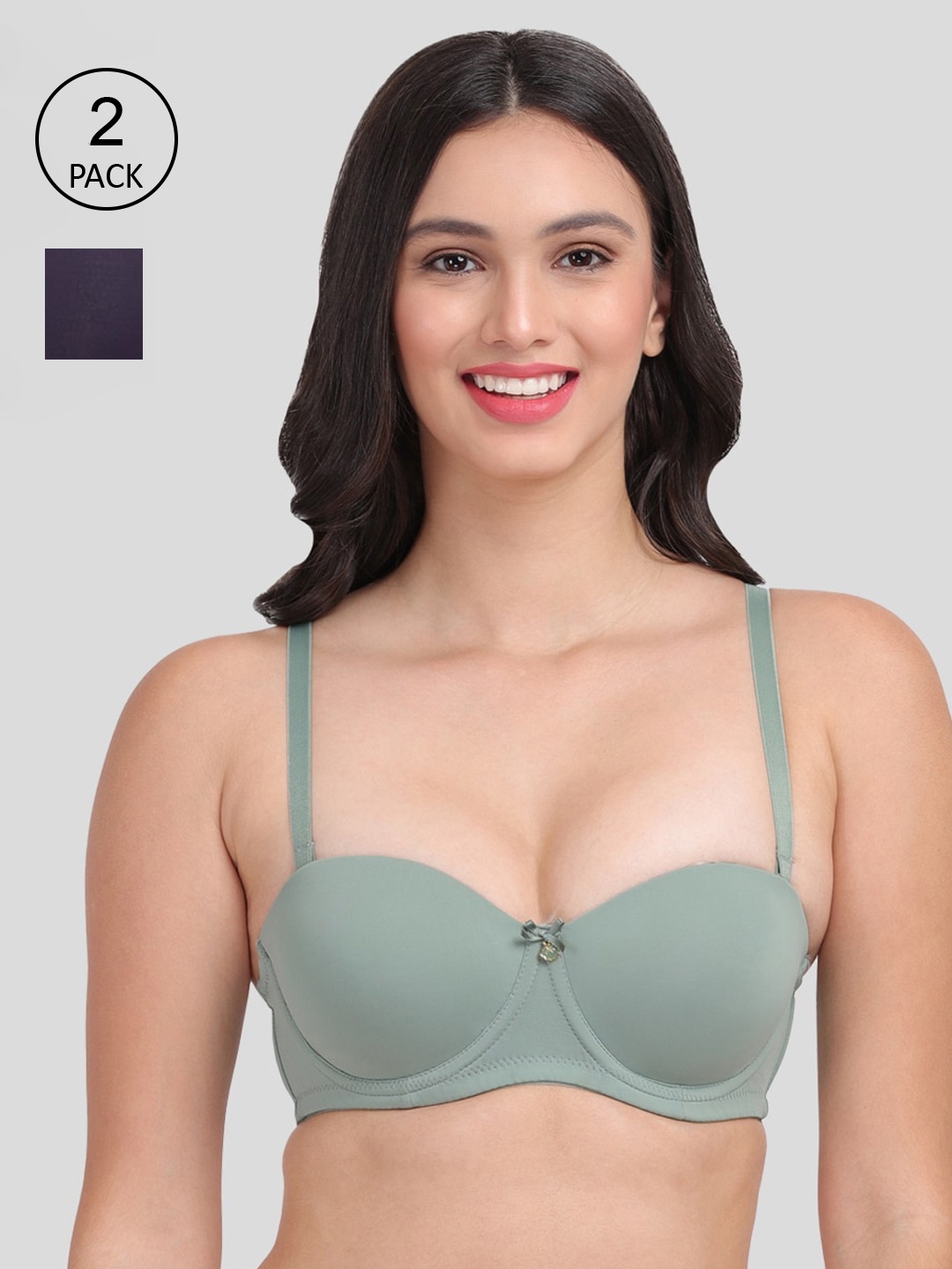 

Amour Secret Grey & Black Pack Of 2 Underwired Lightly Padded All Day Comfort Bra