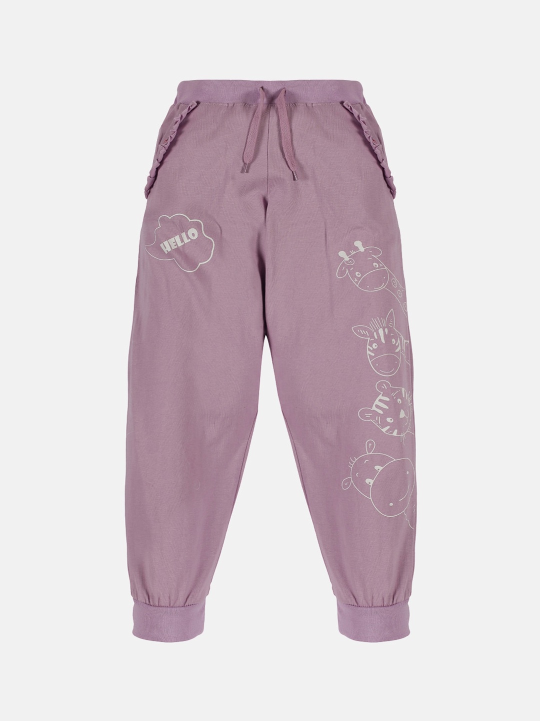 

KiddoPanti Kids Purple Graphic Printed Joggers