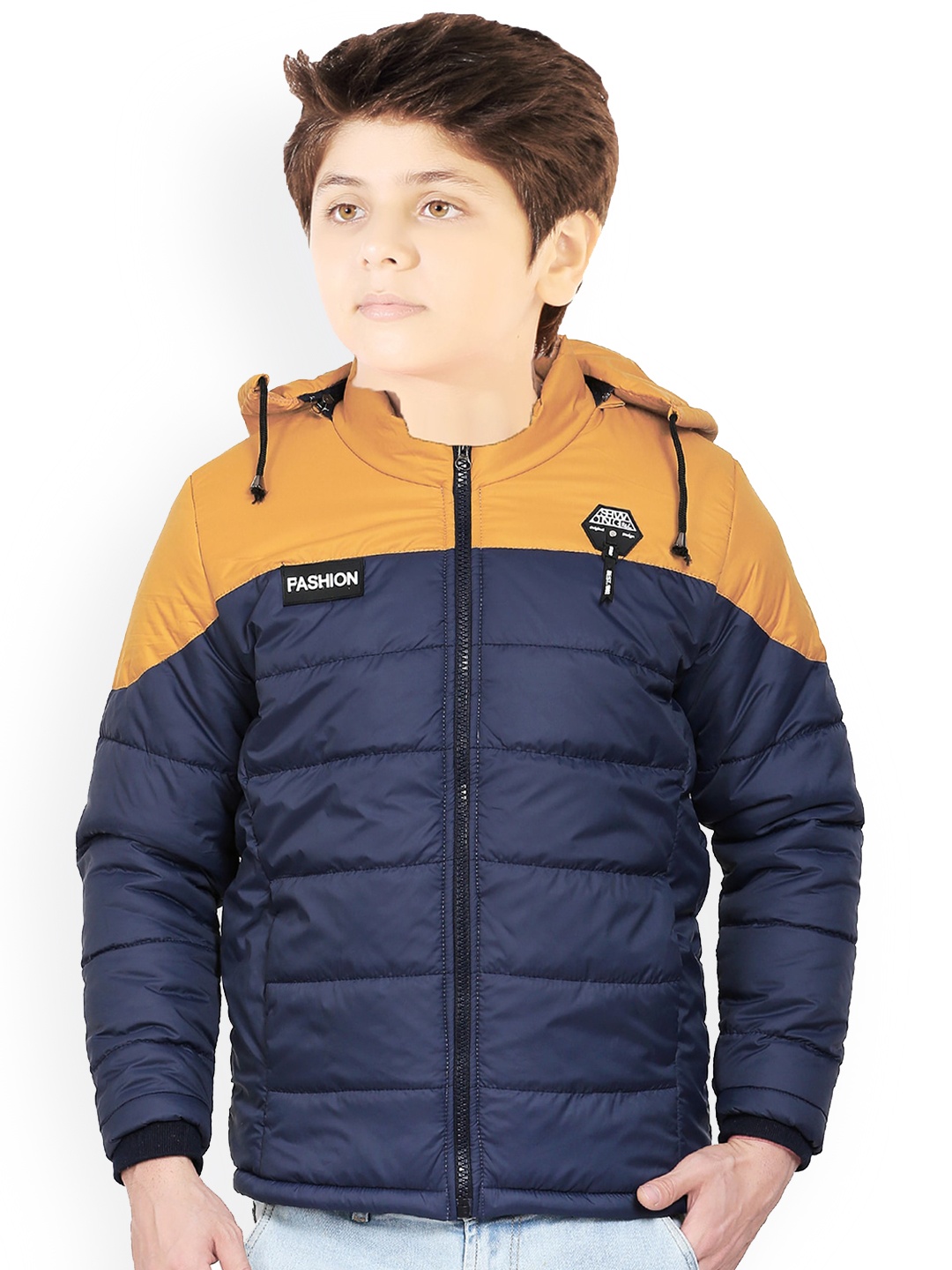 

AD & AV Kids-Boys Navy Blue Colourblocked Water Resistant Padded Jacket