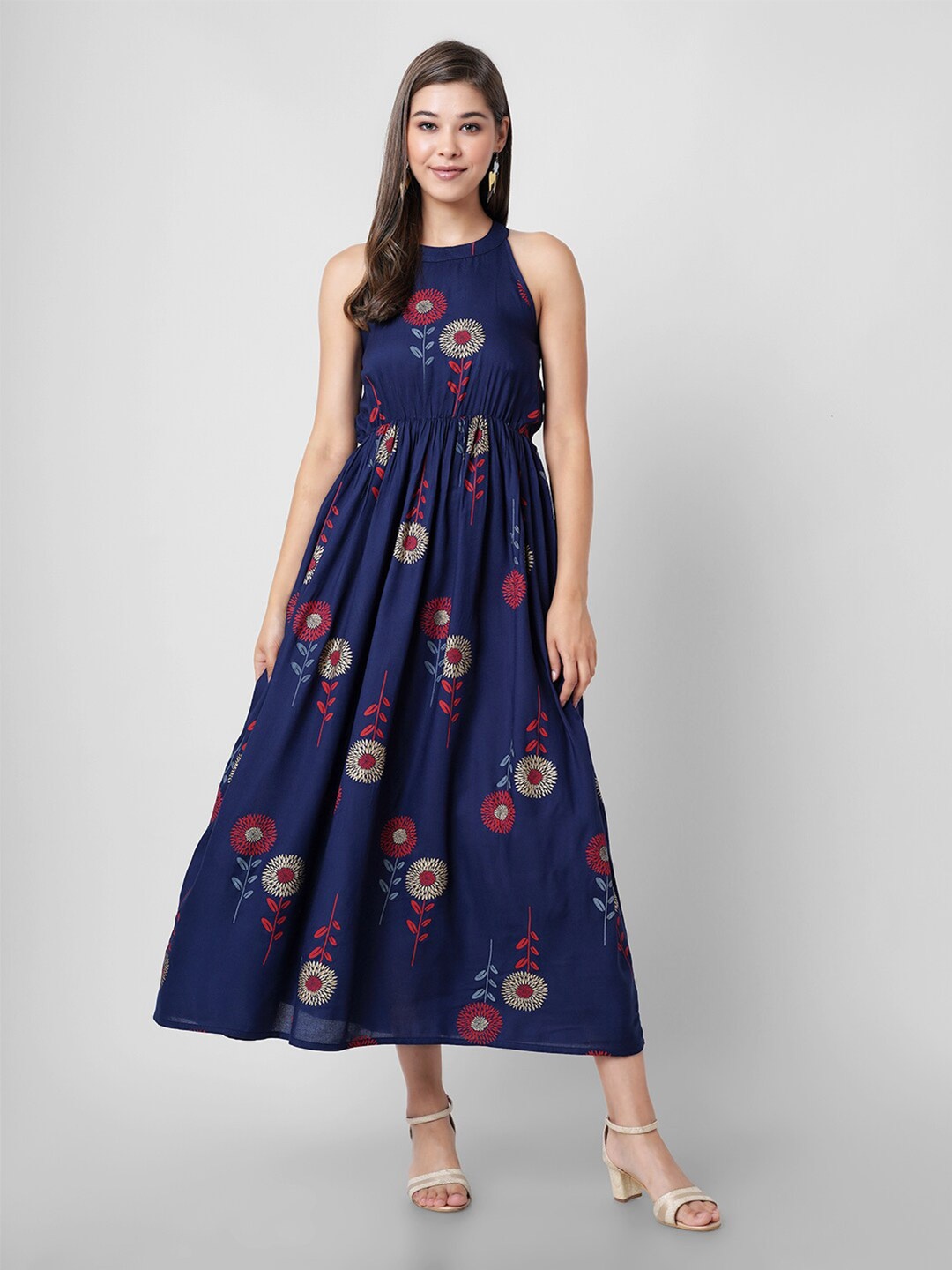 

PURSHOTTAM WALA Blue Floral Maxi Dress