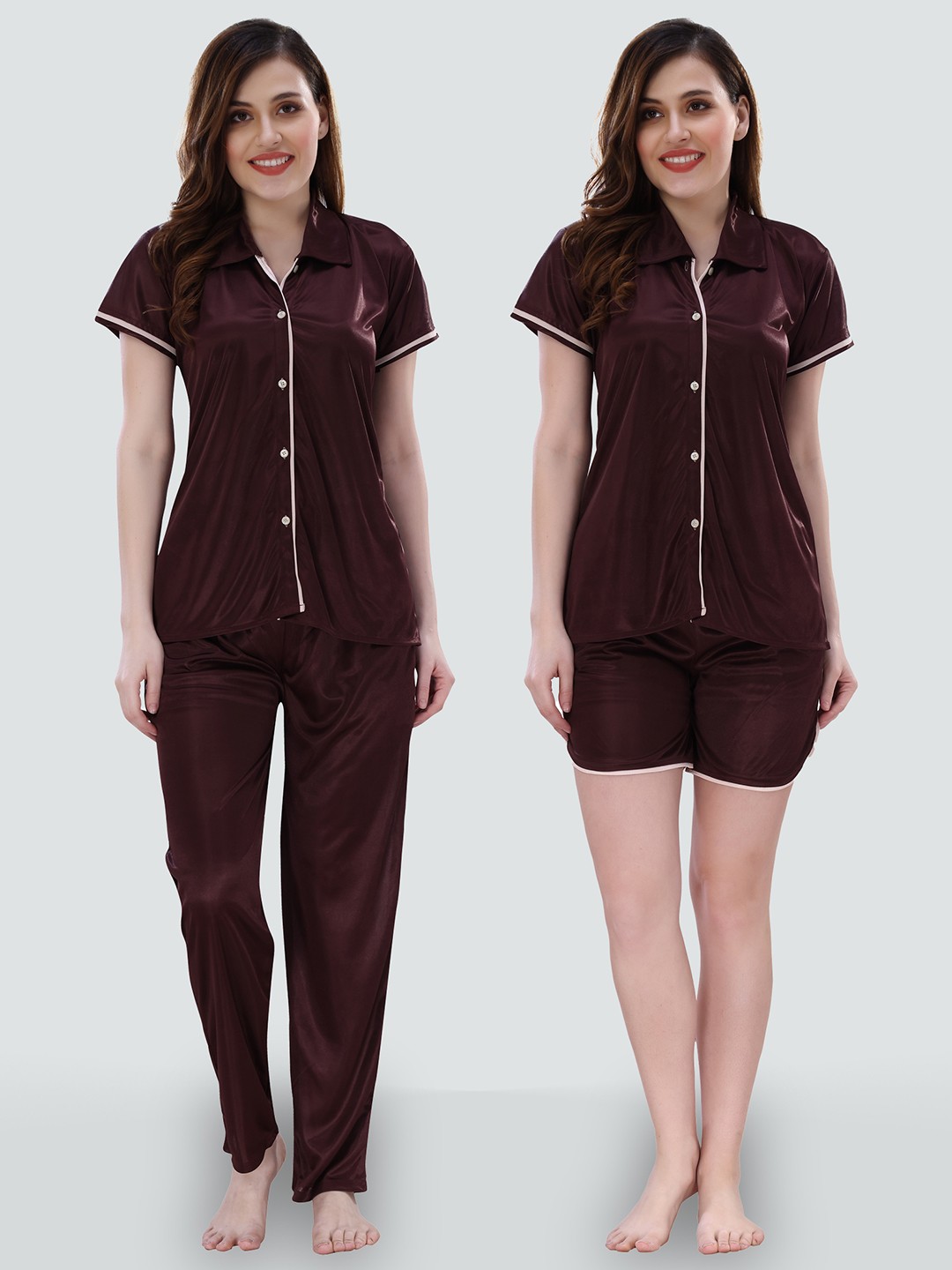 

Romaisa Women Pack Of 2 Maroon Night Suit