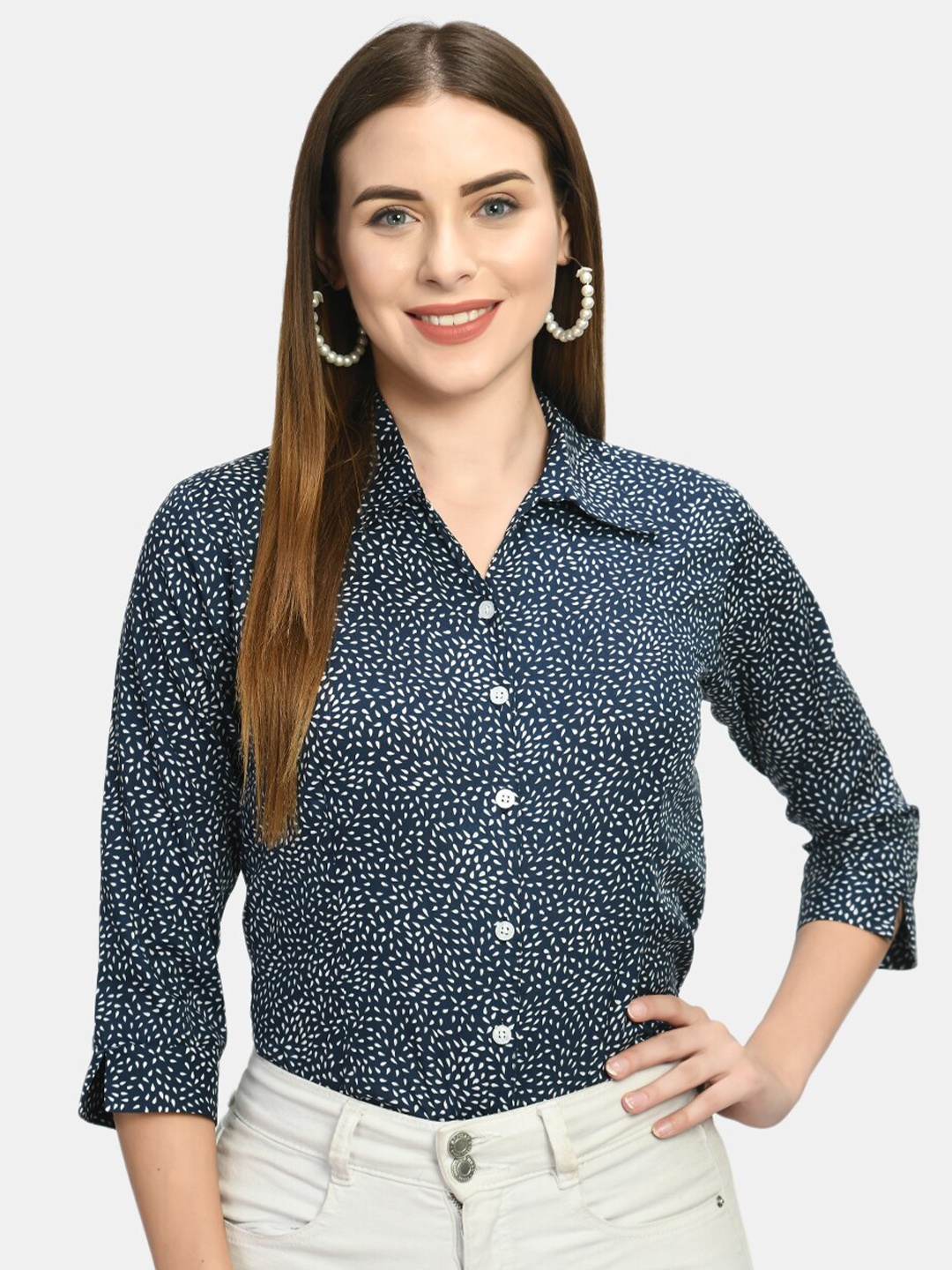 

Akshatani Women Blue Printed Formal Shirt