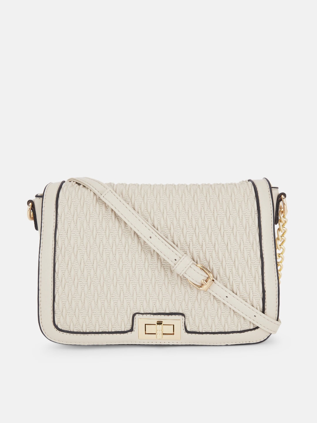 

Forever Glam by Pantaloons Off White Textured PU Structured Sling Bag