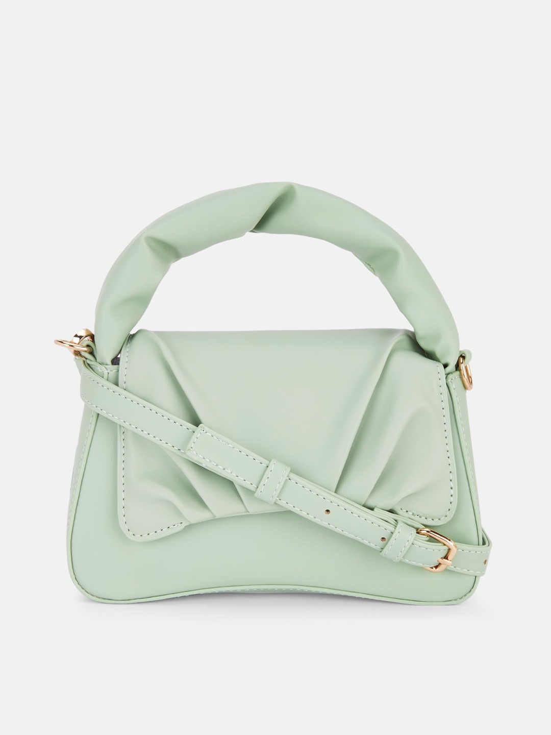 

Forever Glam by Pantaloons Pista Green PU Structured Satchel
