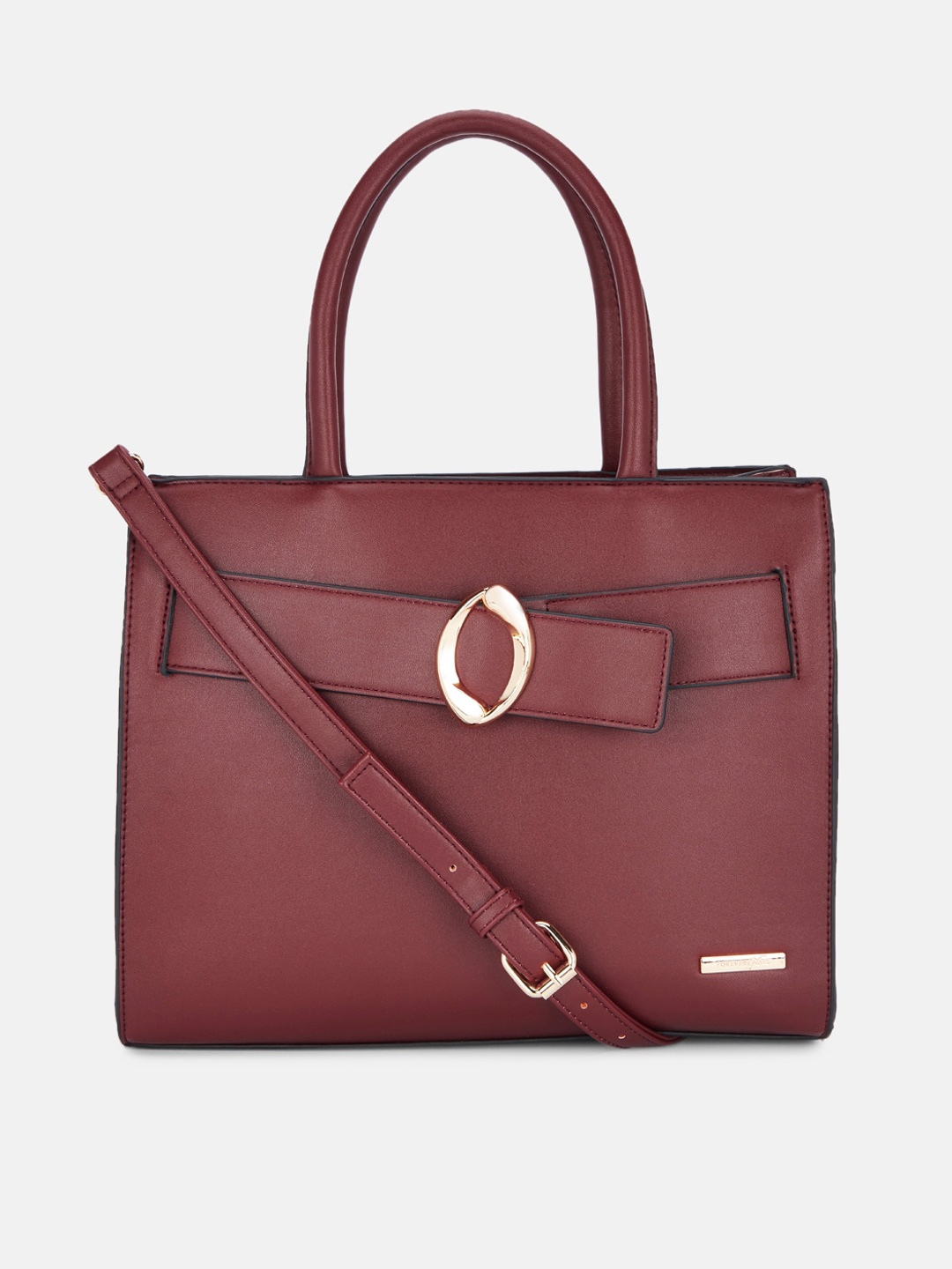 

Forever Glam by Pantaloons Maroon Structured Handheld Bag