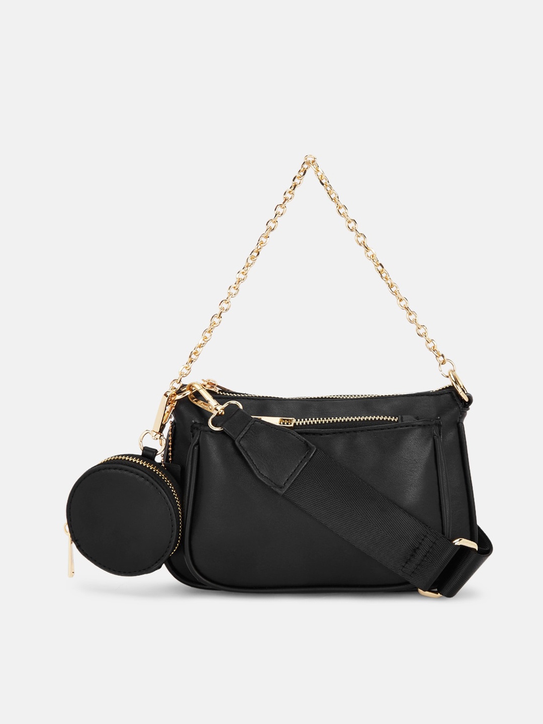 

Forever Glam by Pantaloons Women Black PU Structured Handheld Bag