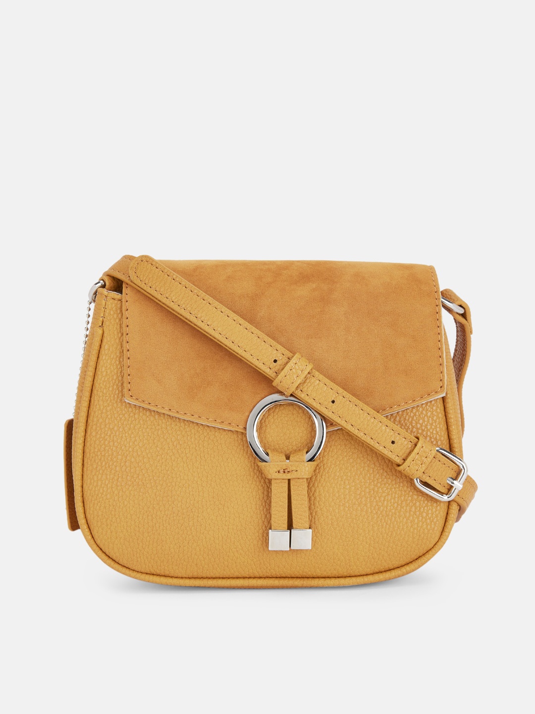 

Forever Glam by Pantaloons Mustard Structured Sling Bag