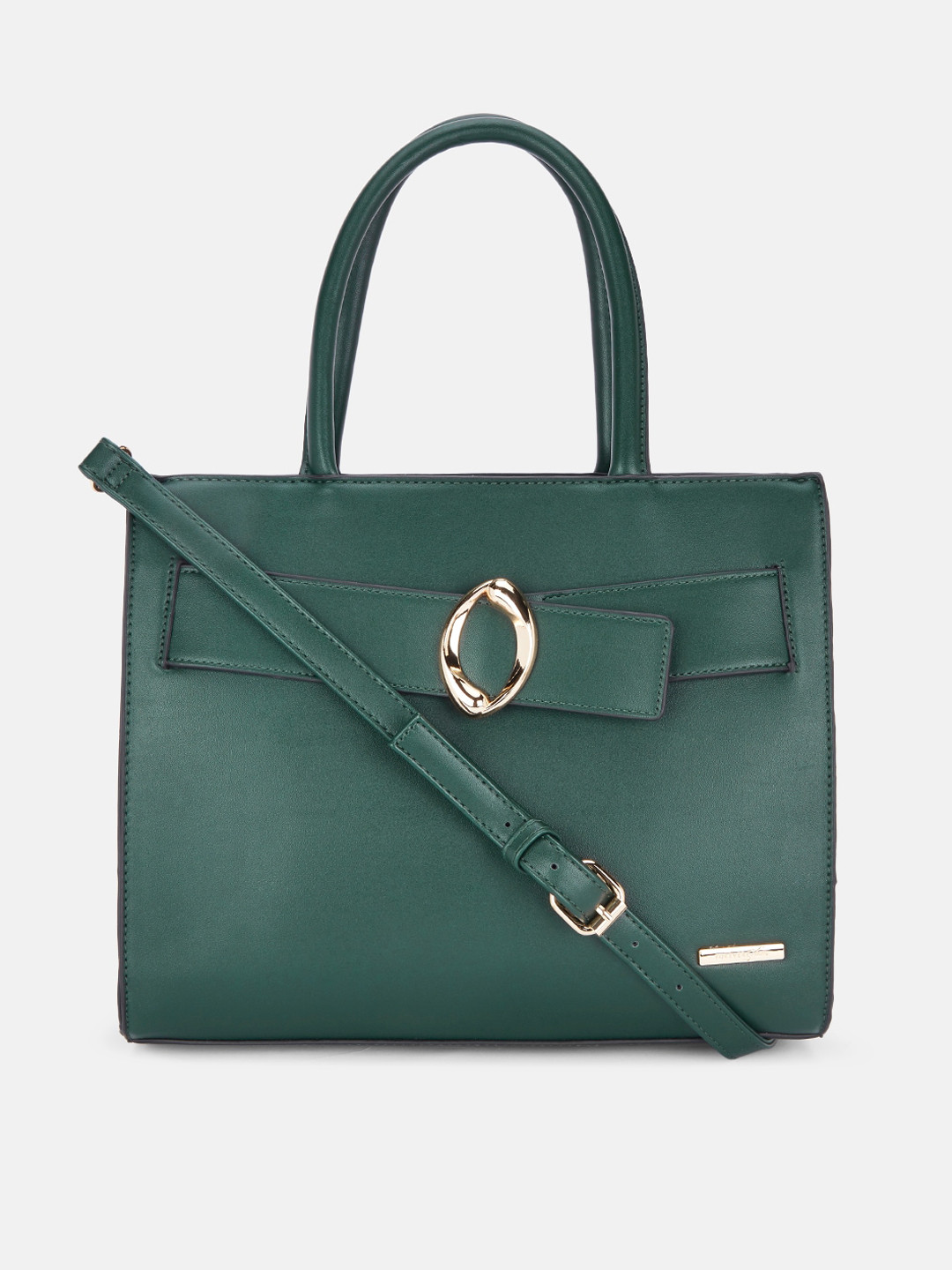 

Forever Glam by Pantaloons Green PU Structured Handheld Bag