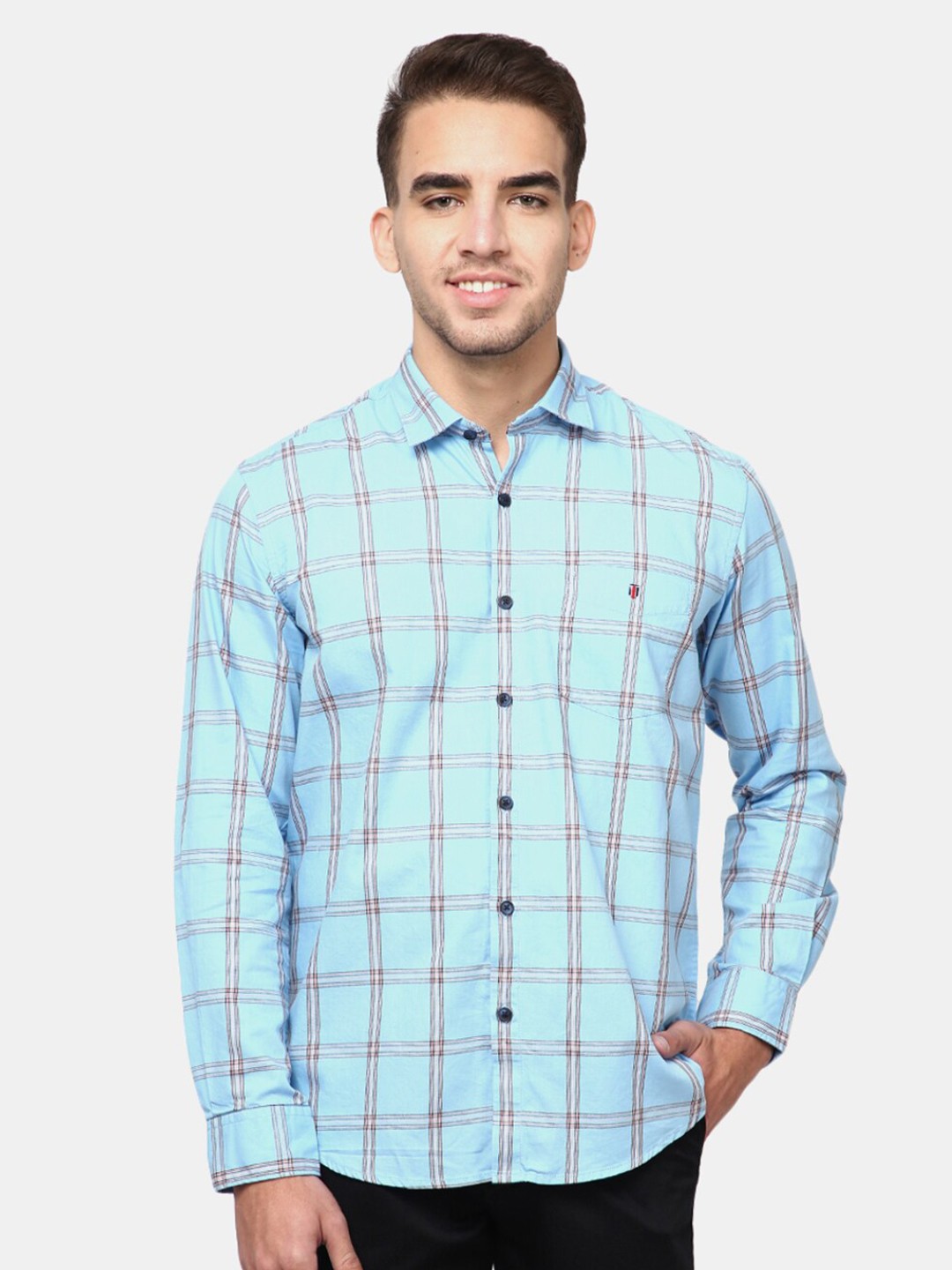 

V-Mart Men Regular Fit Blue Checked Casual Shirt
