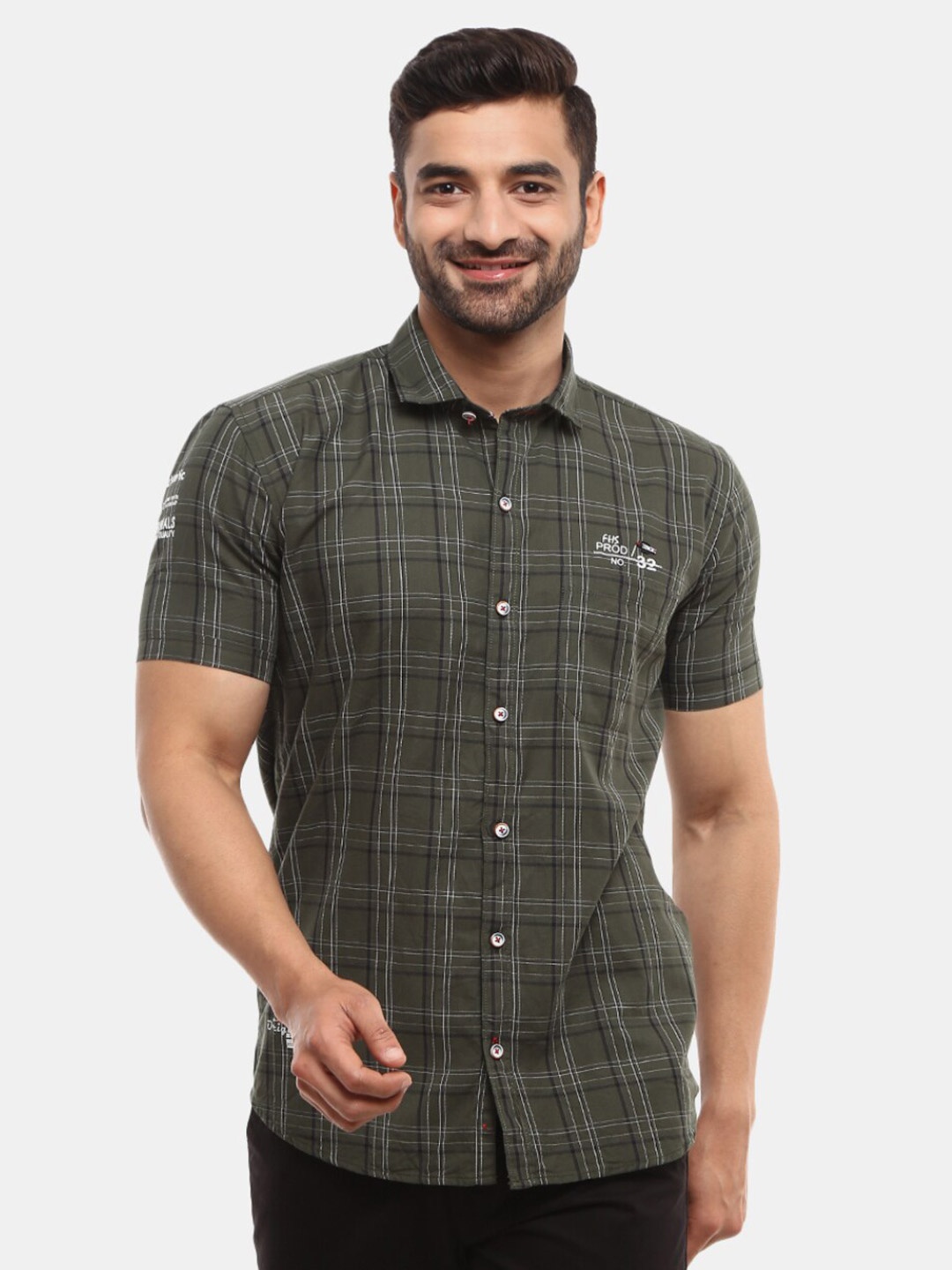 

V-Mart Men Green Slim Fit Checked Casual Shirt